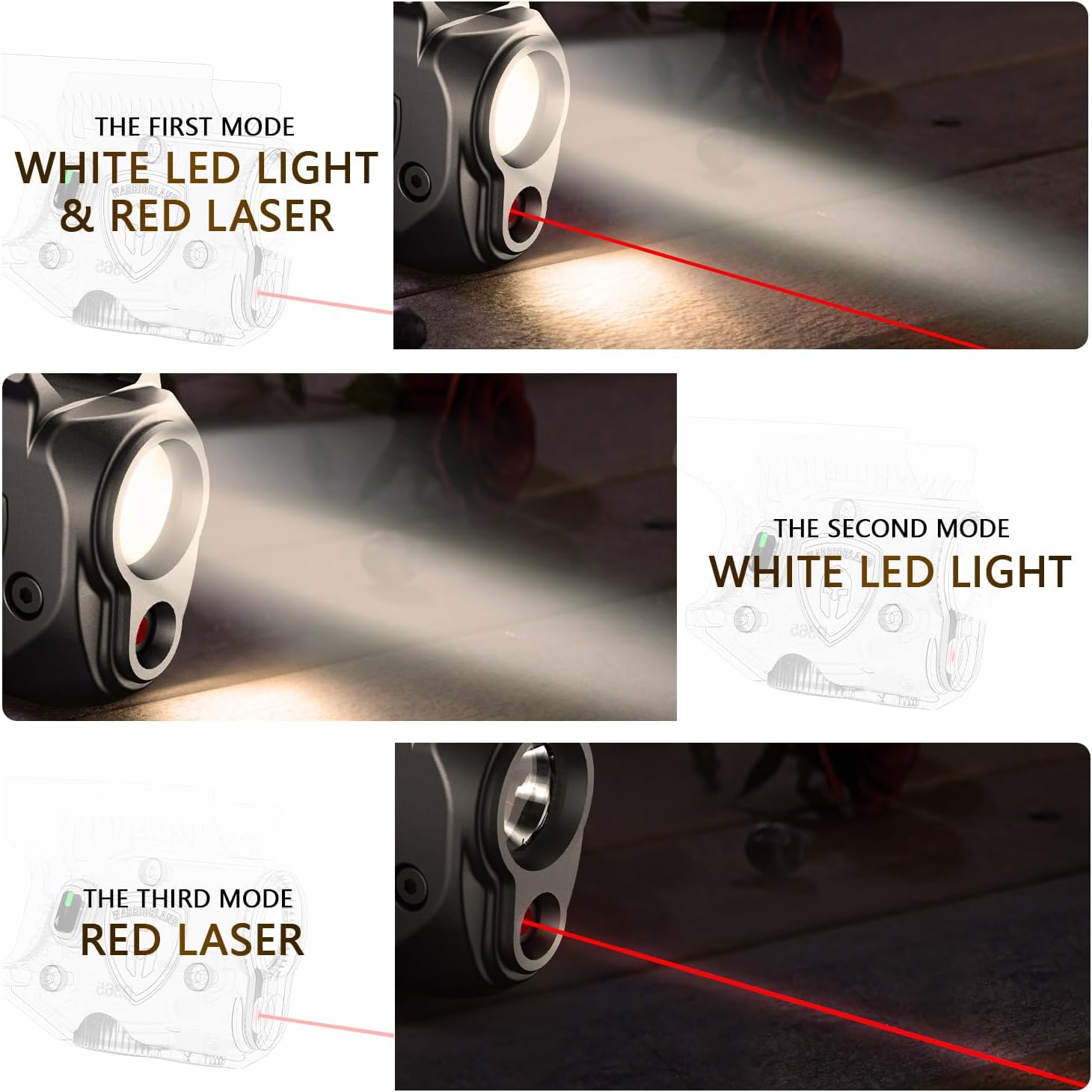 WARRIORLAND SLL-110 Pistol Light Laser – Fits Springfield Hellcat Pro | 150-Lumen Trigger Mounted Tactical Light with Red Laser, White LED, Power Indicator & 3 Modes (Strobe/Constant/Laser Only).