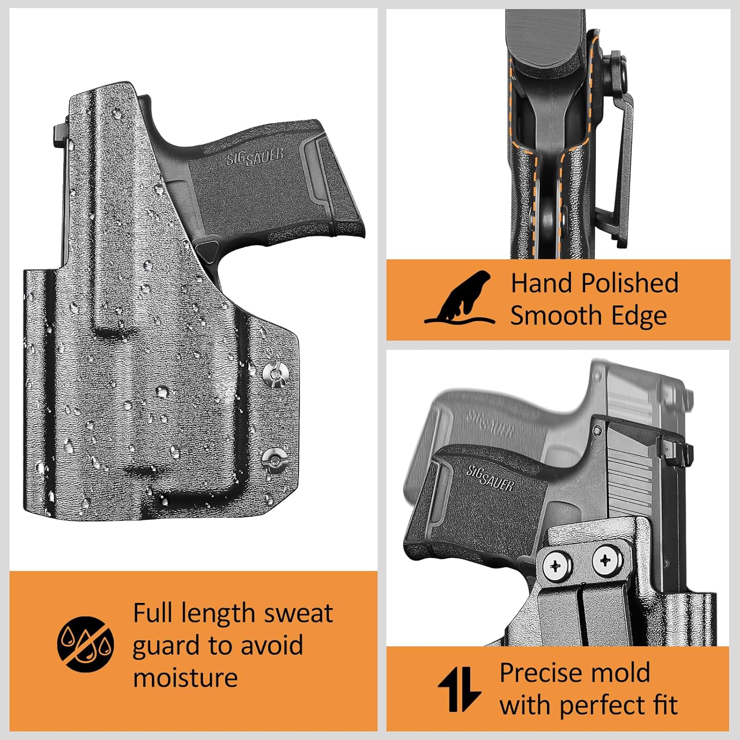IWB Kydex Holster for P365 with TLR6, Fit Sig Sauer P365/ P365 SAS/ P365XL, Inside Waistband Conceal Carry, Optic Cut, Adj. Cant & Retention, Right Hand.