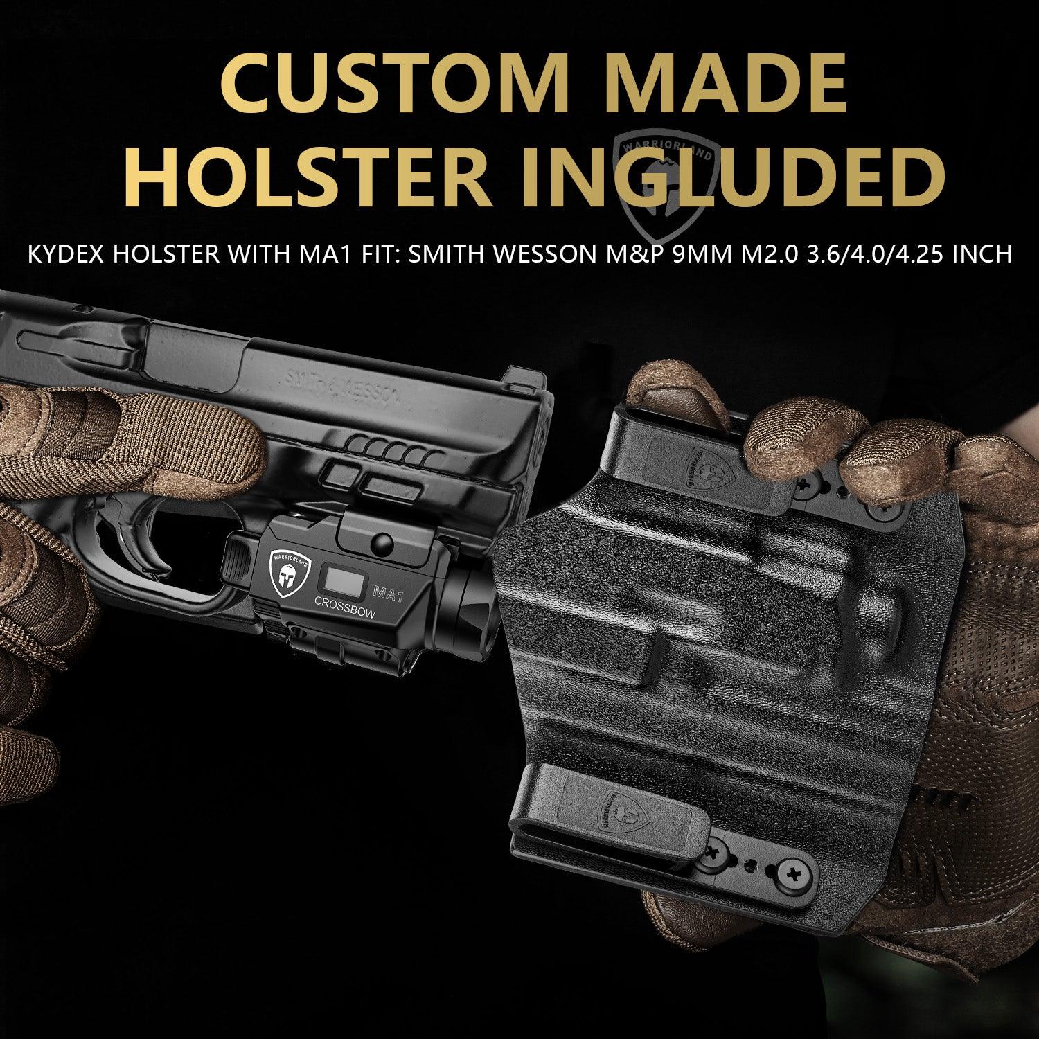 Universal Light Laser Combo with M&P 9mm 4.0/4.25 OWB Holster, Green Beam&LED Tactical Light, Magnetic USB Rechargeable Screen Displays Battery Status, Crossbow MA1 w/M&P 9mm OWB Holster|WARRIORLAND WARRIORLAND