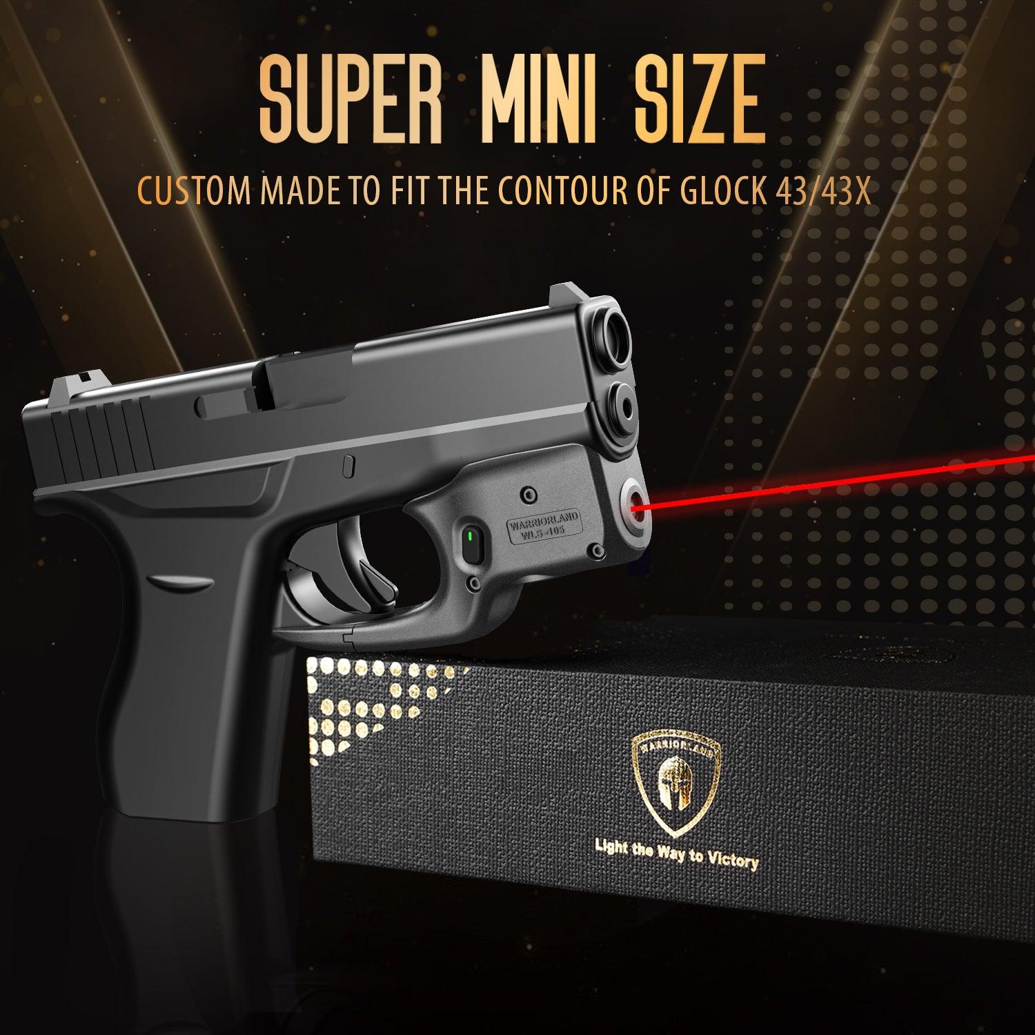 Red Laser Sight Designed to Fit Glock 43/43X(No Rail Version) with Holster, Red Beam Sight with Power Indicator, Custom-Made IWB Kydex Holster Right Hand, WLS-105 w/ G43 Holster|WARRIORLAND WARRIORLAND