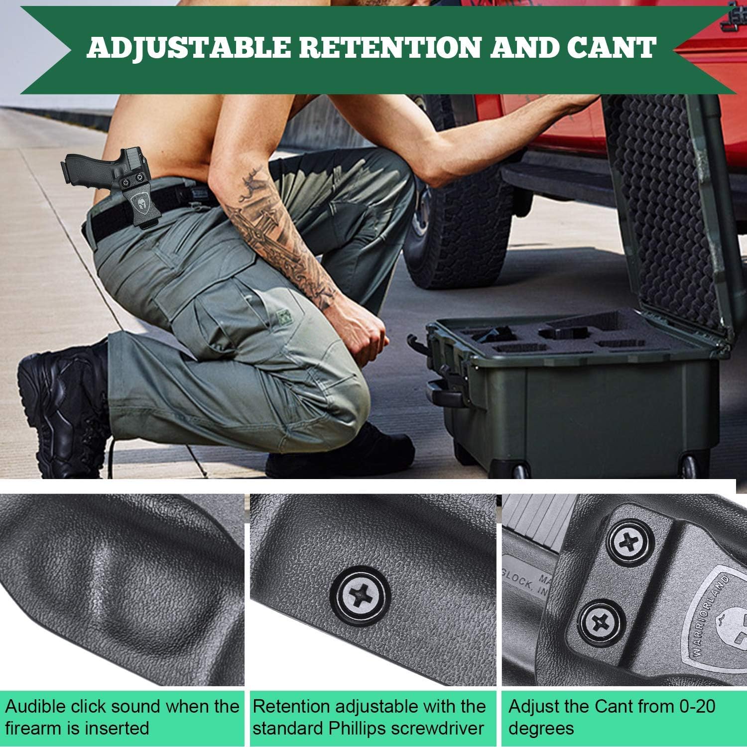 Bodyguard 380 Holster, IWB Kydex Holster Fits: Smith & Wesson M&P Bodyguard 380 / Bodyguard 380 with Integrated Crimson Trace Red Laser Pistol, Inside Waistband Concealed Carry, Adj. Cant & Retention WARRIORLAND