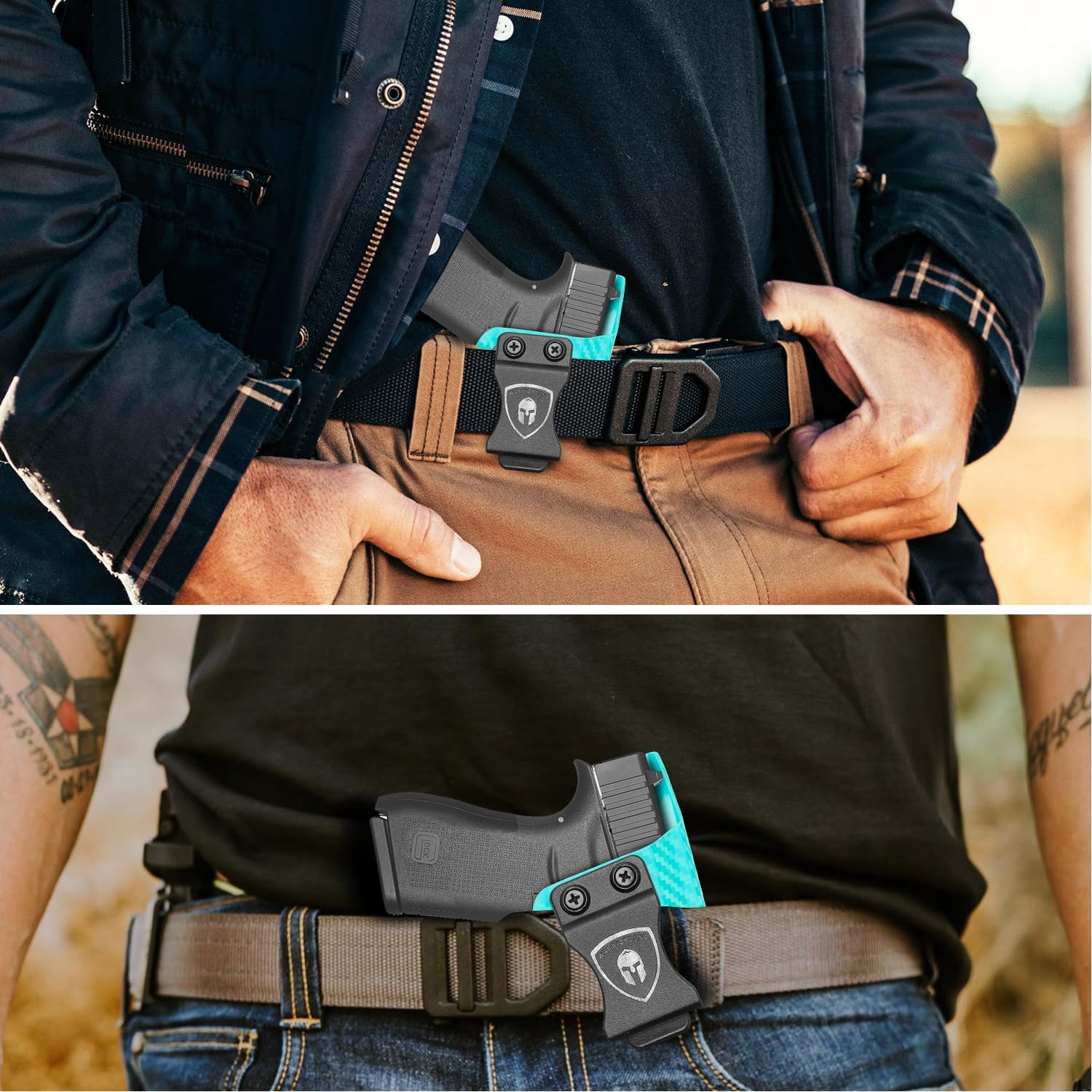 IWB Carbon Fiber Kydex Holsters Compatible with G17/19 - G43/43X MOS - P365/P365X - P320 - Taurus G2C/G3C - M&P 9mm M2.0 4"/4.25" - M&P Shield 9mm - Springfield Hellcat - 1911 5'' No Rail, Right WARRIORLAND WARRIORLAND