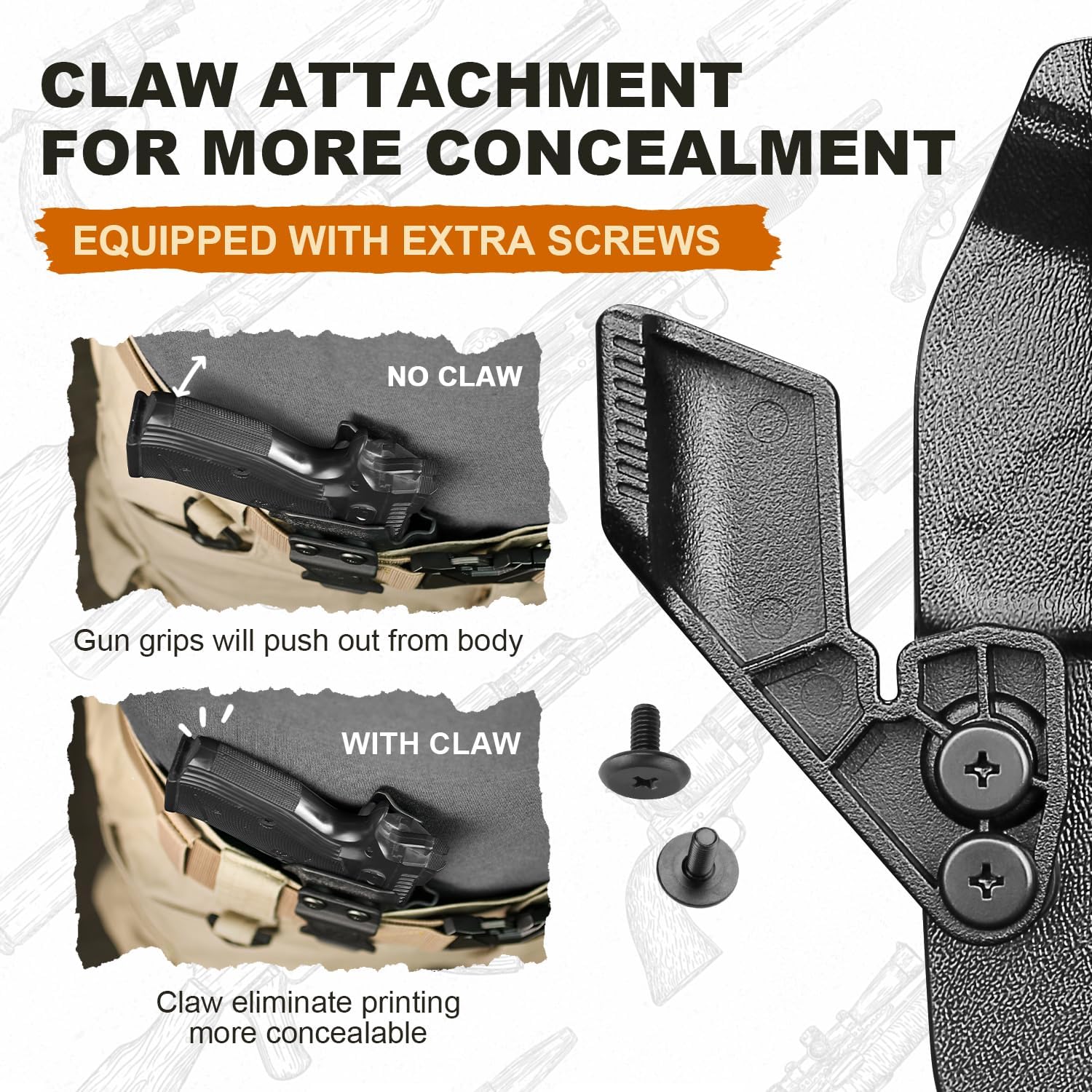 WARRIORLAND IWB Kydex Holster Compatible with CZ Shadow 2 Compact and CZ Shadow 2, Optic Cut & Claw, Inside Waistband Conceal Carry, Adj. Retention & Cant (Right Hand) WARRIORLAND