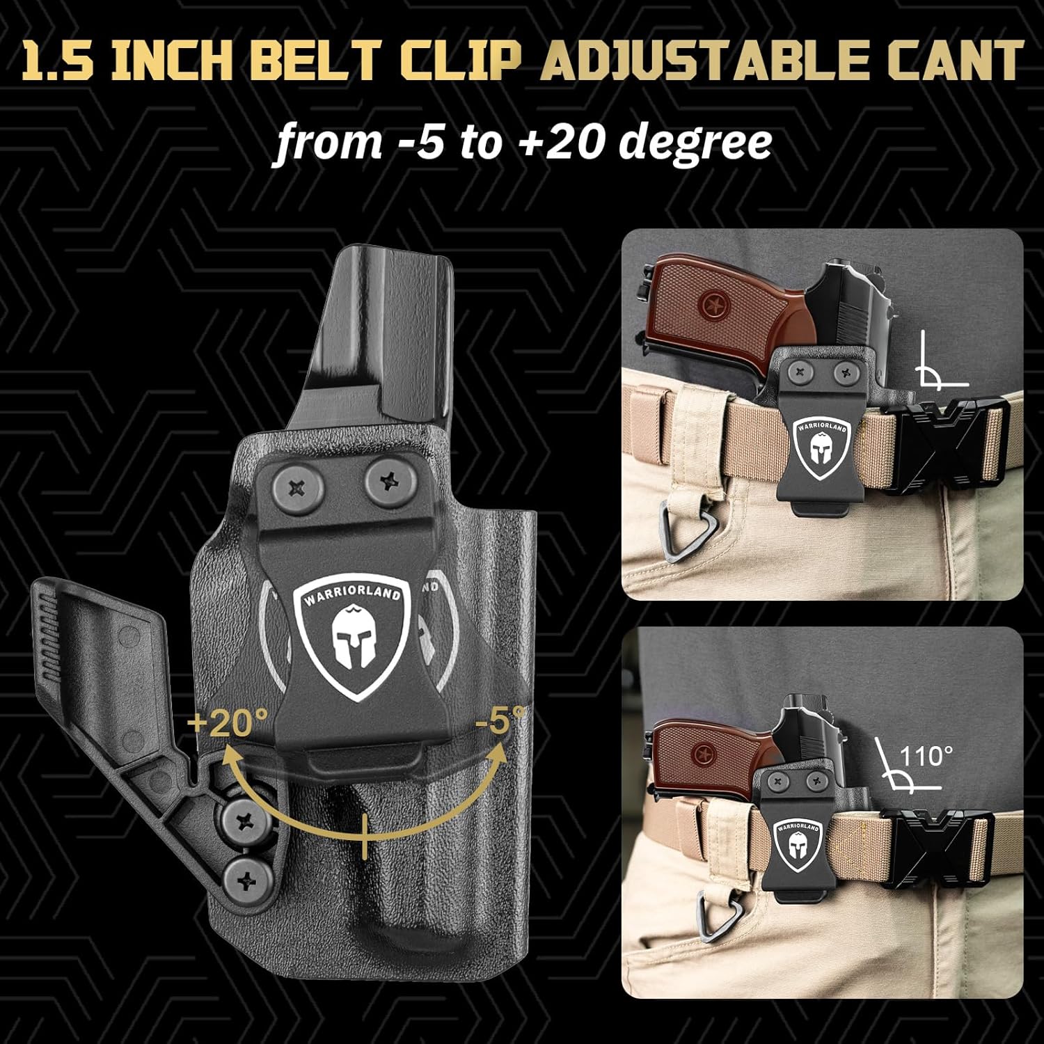 WARRIORLAND IWB Kydex Holster w/Claw & Optics Cut Compatible with Makarov MP Pistol, Inside Waistband Concealed Carry Holster, Adj. Retention & Cant, Right Hand WARRIORLAND