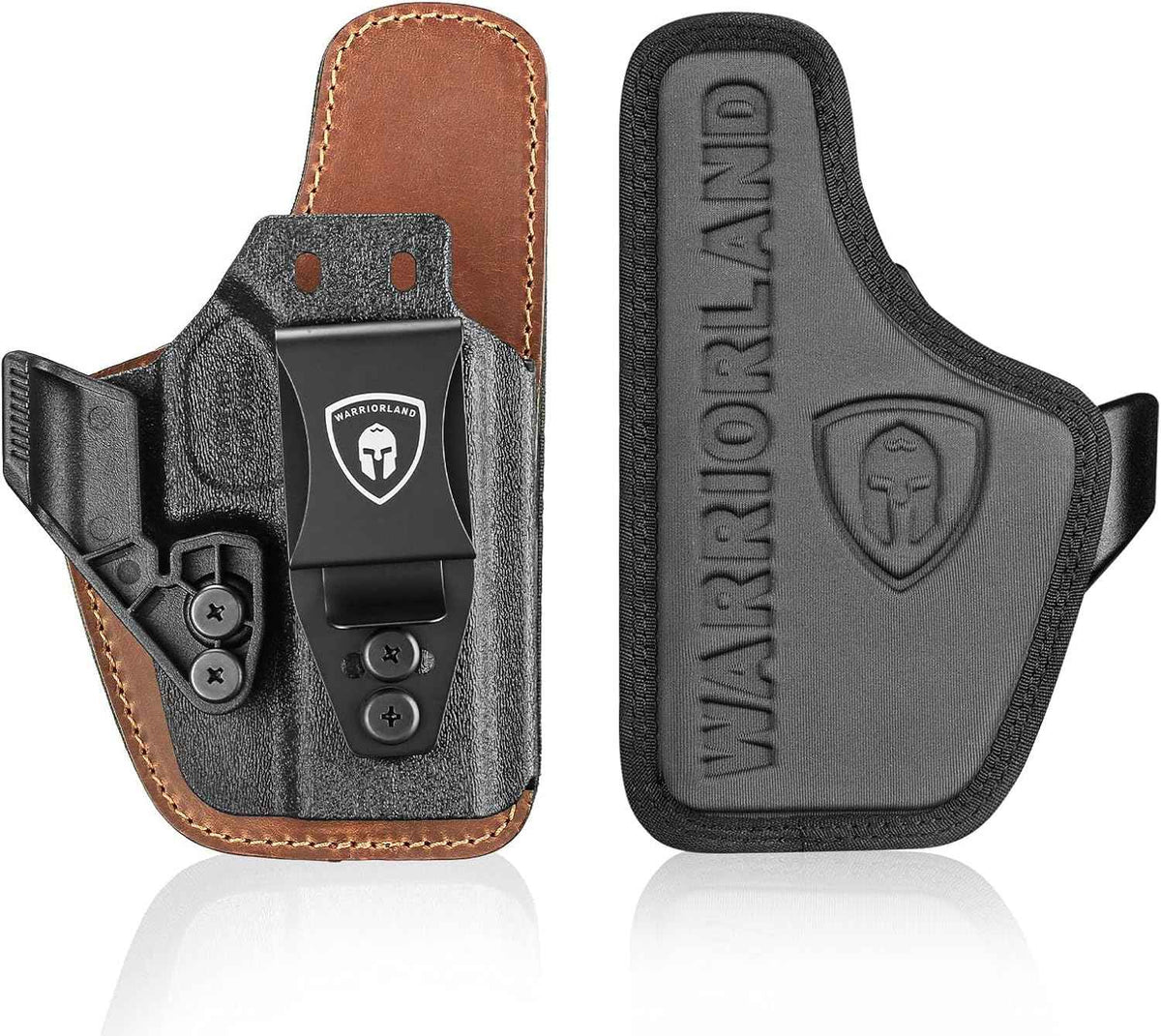WARRIORLAND IWB Hybrid Holster for Glock 43 · 43 MOS · 48 · 43X · 48 MOS - Optic Cut, Ultimate Comfort Leather-Back, Adjustable Cant/Height/Retention, Appendix Concealed Carry, Right Hand Draw