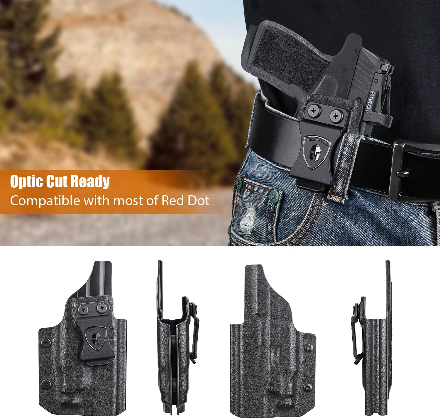 WARRIORLAND IWB Kydex Holster for Sig P365-XMACRO with TLR-7 X Sub or TLR-7 HL-X Sub, Light-Bearing Design, Optics Cut, Adjustable Cant & Posi-Click Retention, Right Hand Draw WARRIORLAND