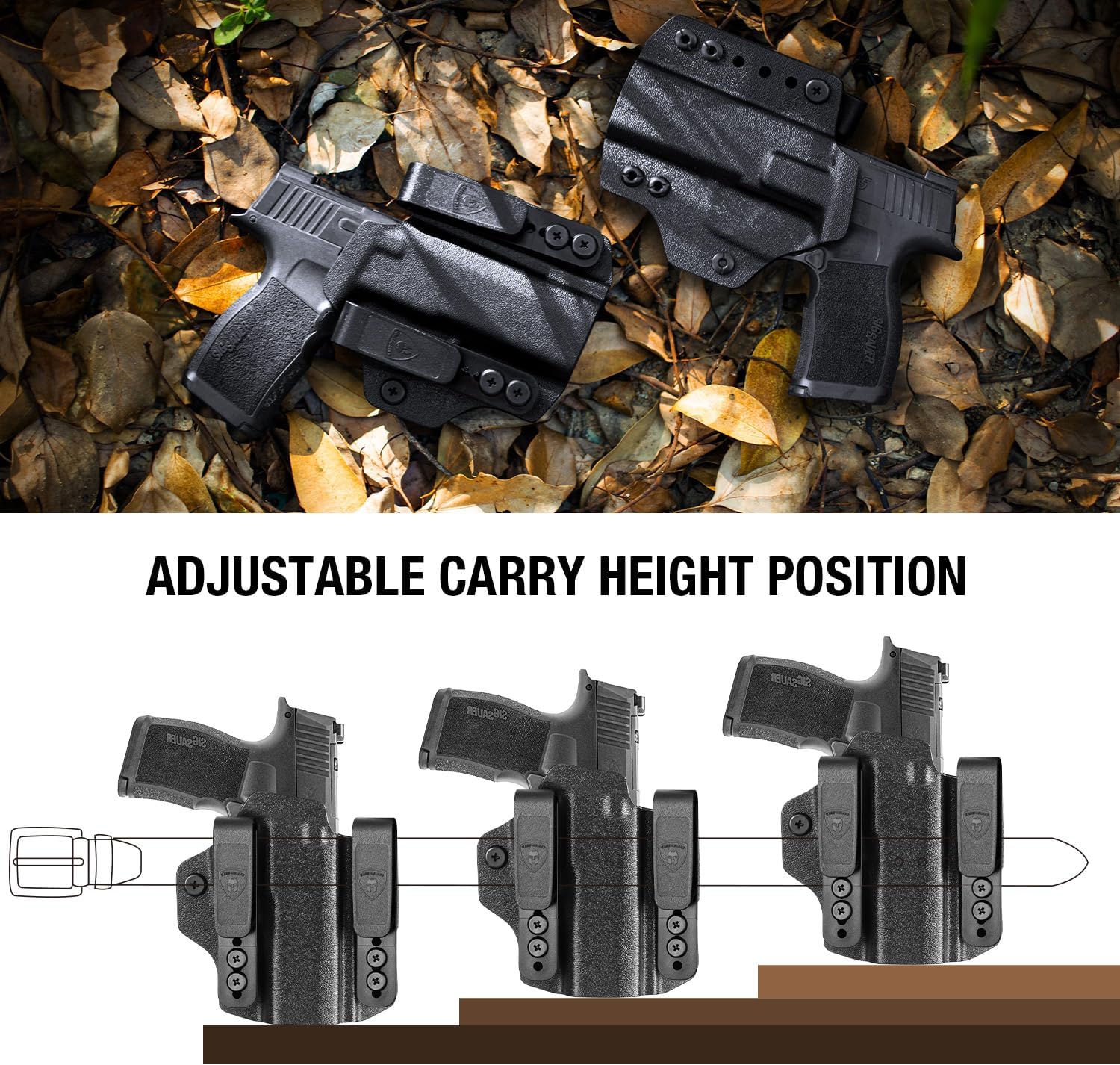 WARRIORLAND Sig Sauer P365 P365 XL P365 SAS P365X P365.380 ACP P365 ROSE.380 ACP IWB & OWB Convertible Holster Optics Cut: Sig Sauer P365 / P365 X & P365 XL, IWB OWB Combo Holster P365, 1.75 Belt Clip, Adjustable Ride Height, Right Hand WARRIORLAND