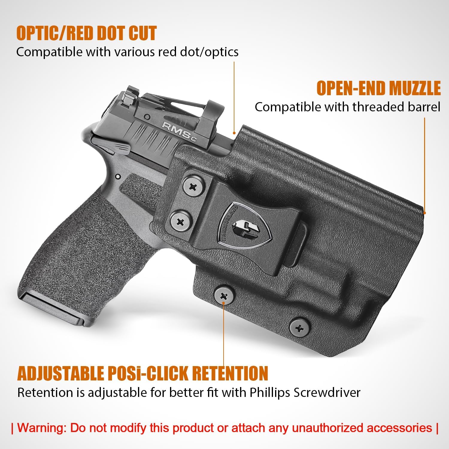 WARRIORLAND IWB Kydex Holster for Hellcat Pro OSP with TLR-7 X Sub or TLR-7 HL-X Sub, Light-Bearing Design, Optics Cut, Adjustable Cant & Posi-Click Retention, Right Hand Draw WARRIORLAND