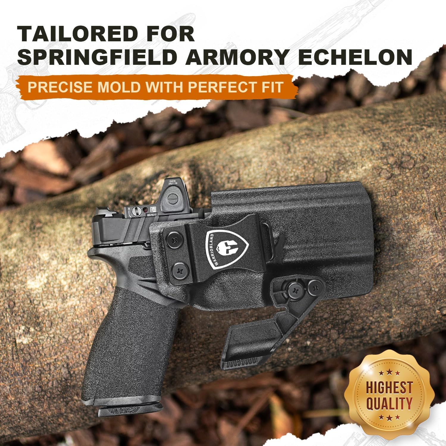 WARRIORLAND IWB Kydex Holster w/Claw & Optics Cut Compatible with Springfield Armory Echelon Pistol, Inside Waistband Concealed Carry Holster, Adj. Retention & Cant, Right Hand WARRIORLAND