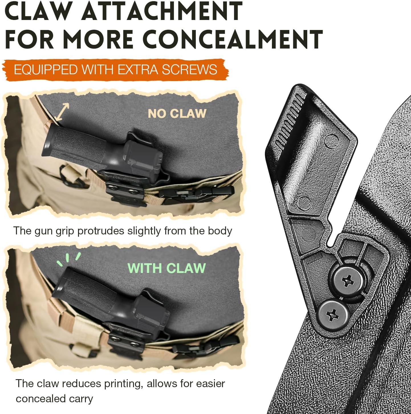 WARRIORLAND IWB Kydex Holster, Compatible with S&W M&P 9 M2.0 Competitor, Optic Cut Ready/Claw Attachment, Inside Waistband Conceal Carry, Adj. Retention & Cant, Open-Muzzle Design, Right Hand.