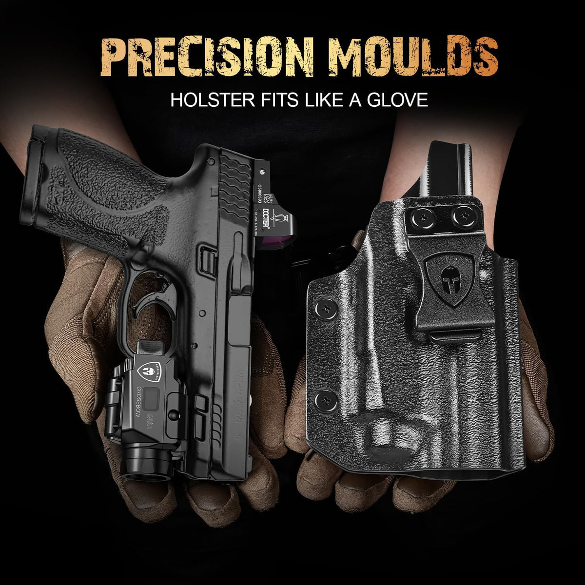 WARRIORLAND S&W M&P 9 M2.0 (3.6"/4.0"/4.25") + 800-Lumen MA1 Light-Bearing IWB Holster Combo, LED Flashlight Green Laser, Firearm Tactical Light, Right-Hand, Rechargeable | Power Indicator