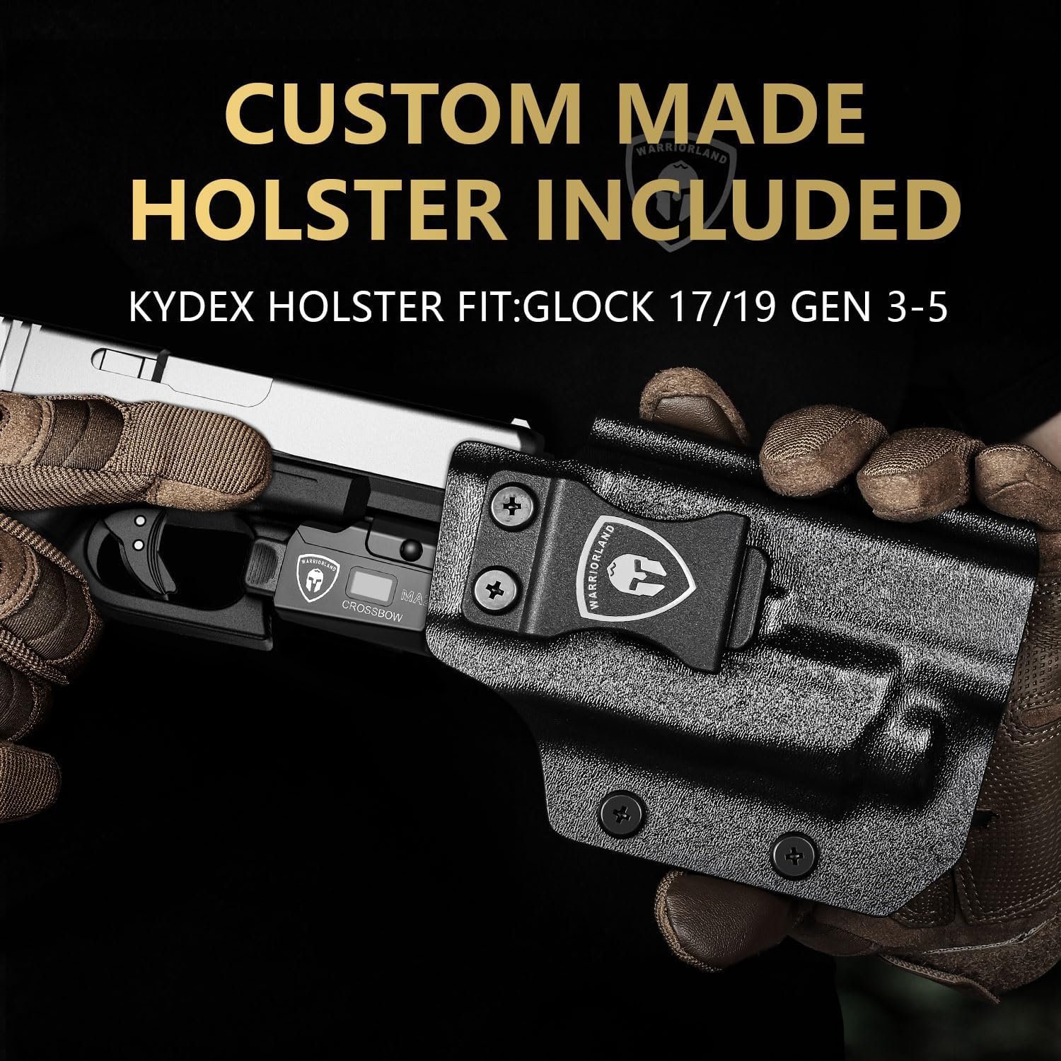 WARRIORLAND Universal Tactical Light Fit Glock 17/19 KYDEX Holster Combo, 800 Lumens Light, Magnetic USB Charging Universal Weapon Light-Screen Displays Battery Status, Crossbow MA2 w/ G19 Holster WARRIORLAND