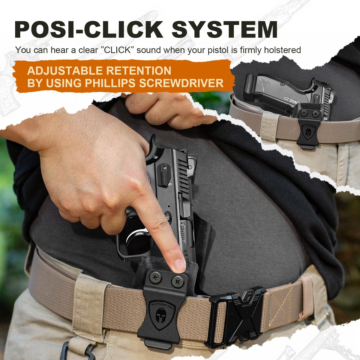 WARRIORLAND IWB Kydex Holster Compatible with CZ Shadow 2 Compact and CZ Shadow 2, Optic Cut & Claw, Inside Waistband Conceal Carry, Adj. Retention & Cant (Right Hand)