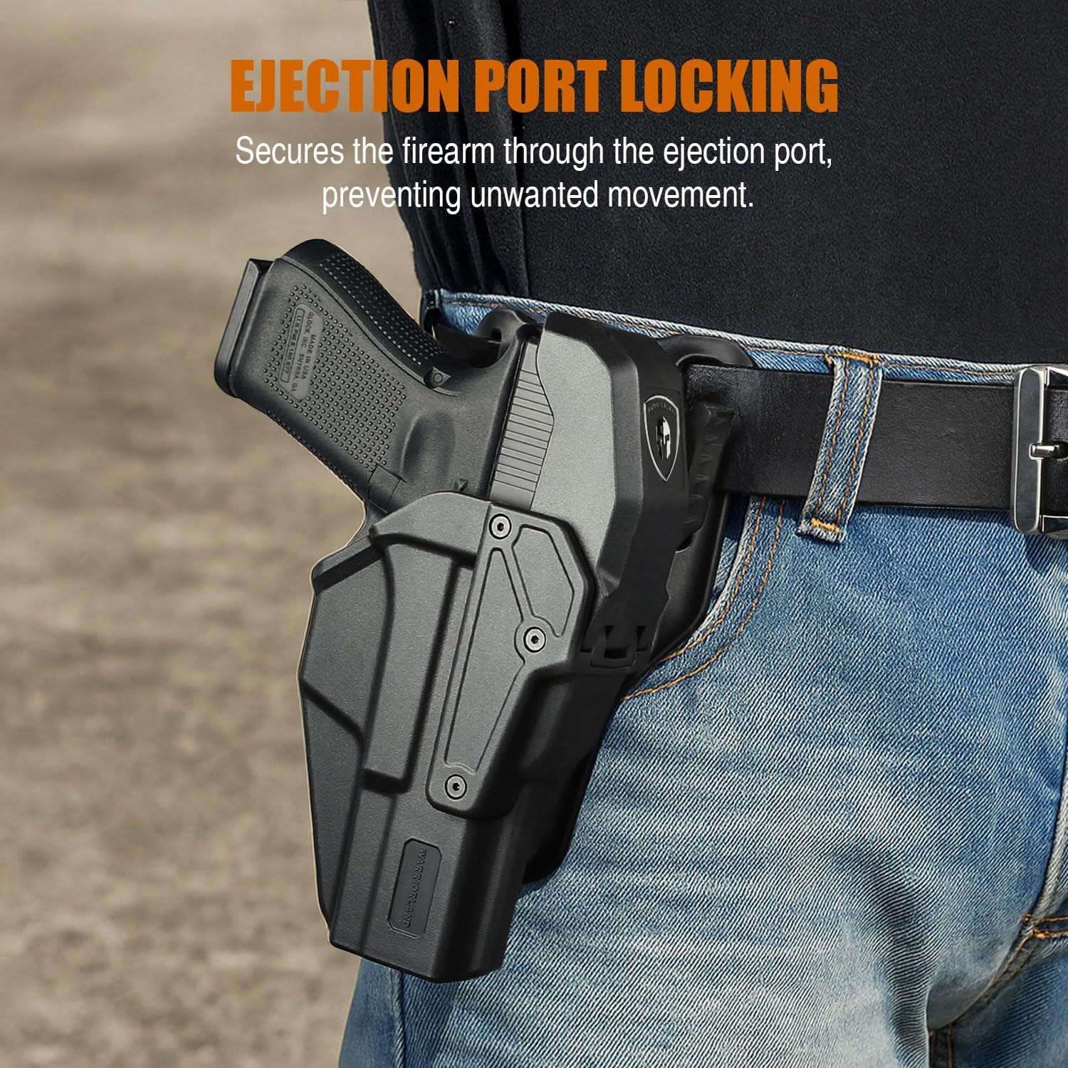 WARRIORLAND Level 2 Duty Holster for Glock 17/19 /22/23/34 Gen 3-5 & G31/32 Gen3-4 & 19X/44/45/47/49 & MOS Version, Optic Cut with RDS Cover, Thumb Release, Fits 2.0" Belt, Open-Muzzle Gun Holster WARRIORLAND