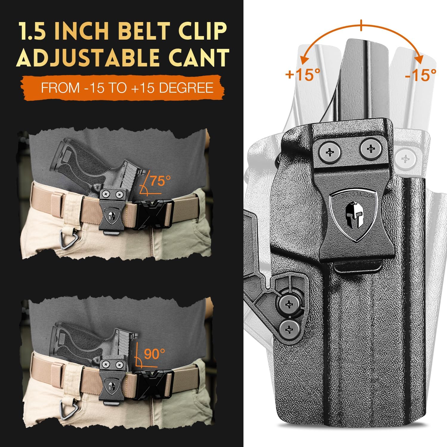 WARRIORLAND IWB Kydex Holster, Compatible with S&W M&P 9 M2.0 Competitor, Optic Cut Ready/Claw Attachment, Inside Waistband Conceal Carry, Adj. Retention & Cant, Open-Muzzle Design, Right Hand.