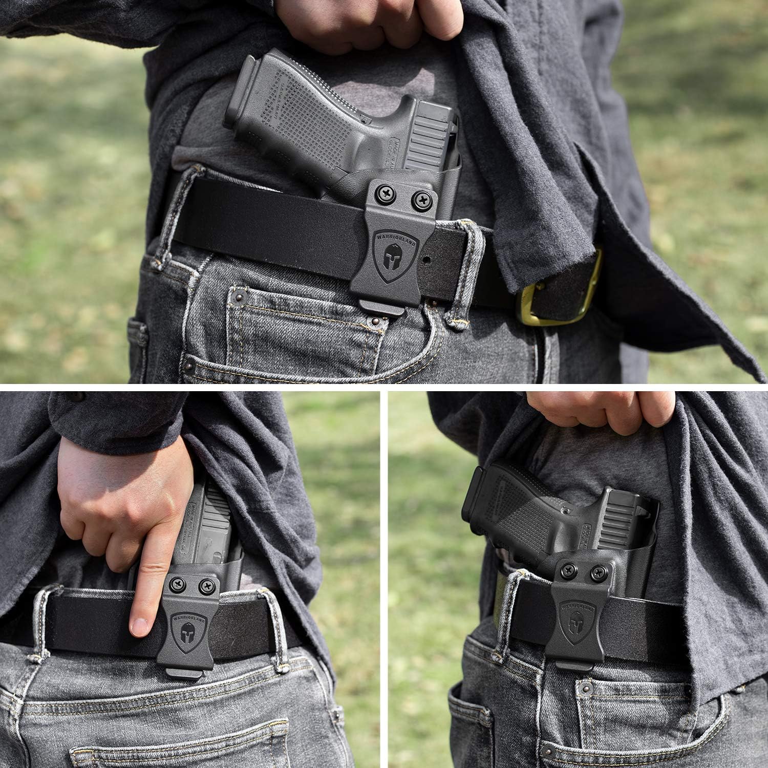 WARRIORLAND Compatible with Glock 17 Holster, IWB Kydex Holster Fit Glock 17/19/26 Gen3-5、Glock 17/19 Gen 4-5 MOS、Glock 34, Inside Waistband Concealed Carry, Adj. Cant & 'Posi-Click' Retention WARRIORLAND