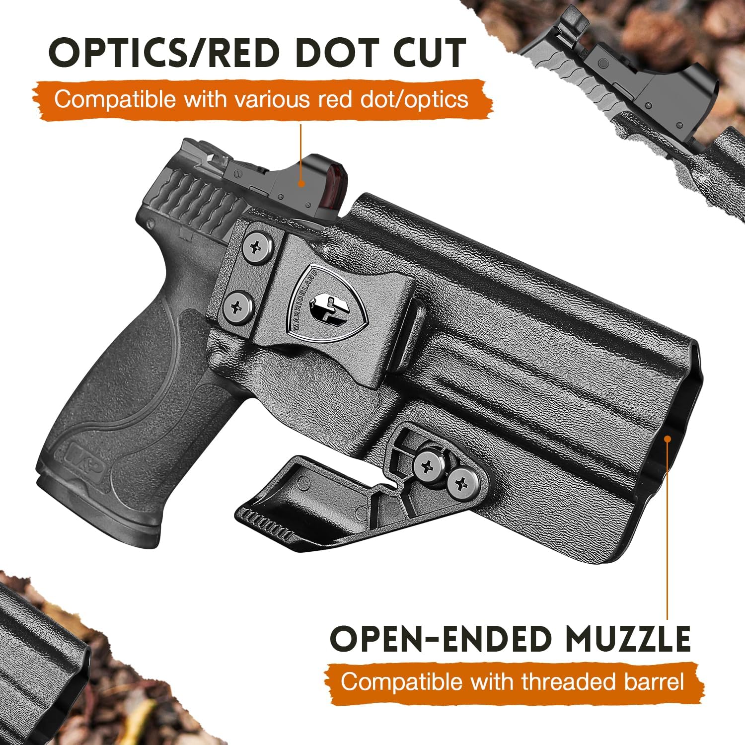 WARRIORLAND IWB Kydex Holster, Compatible with S&W M&P 9 M2.0 Competitor, Optic Cut Ready/Claw Attachment, Inside Waistband Conceal Carry, Adj. Retention & Cant, Open-Muzzle Design, Right Hand.