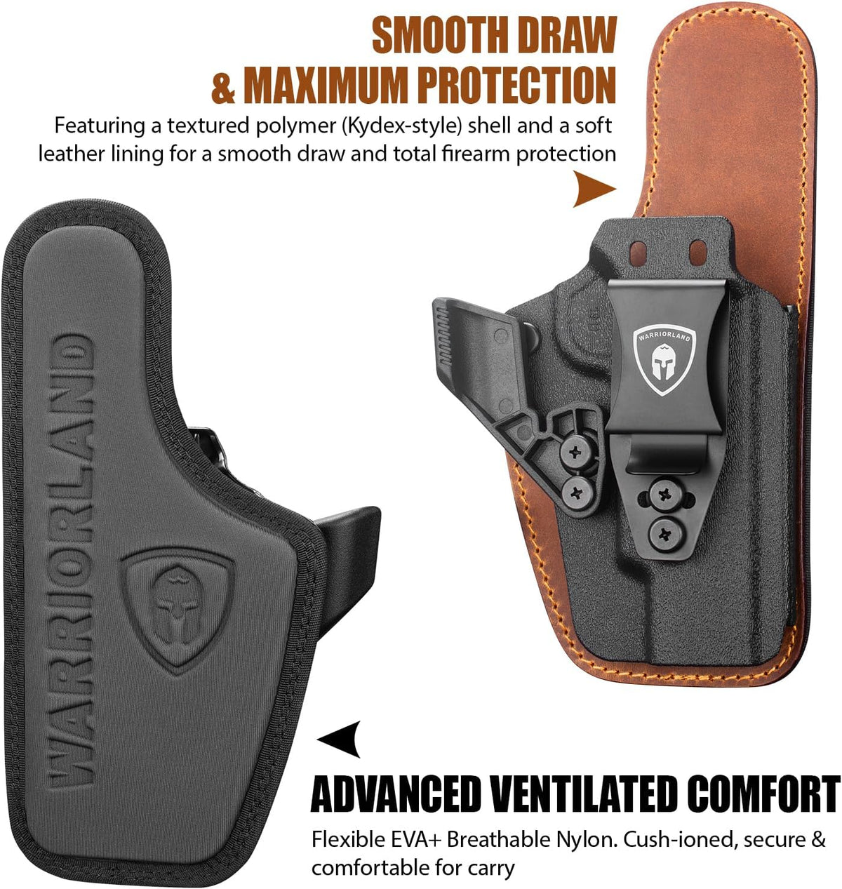 5" 1911 IWB Hybrid Holster (Colt/Kimber/Tisas/S&W/Ruger/Sig/RIA) - WARRIORLAND Optic-Cut Right-Hand Concealed Carry, Adj. Height/Cant/Retention, Ultimate Comfort