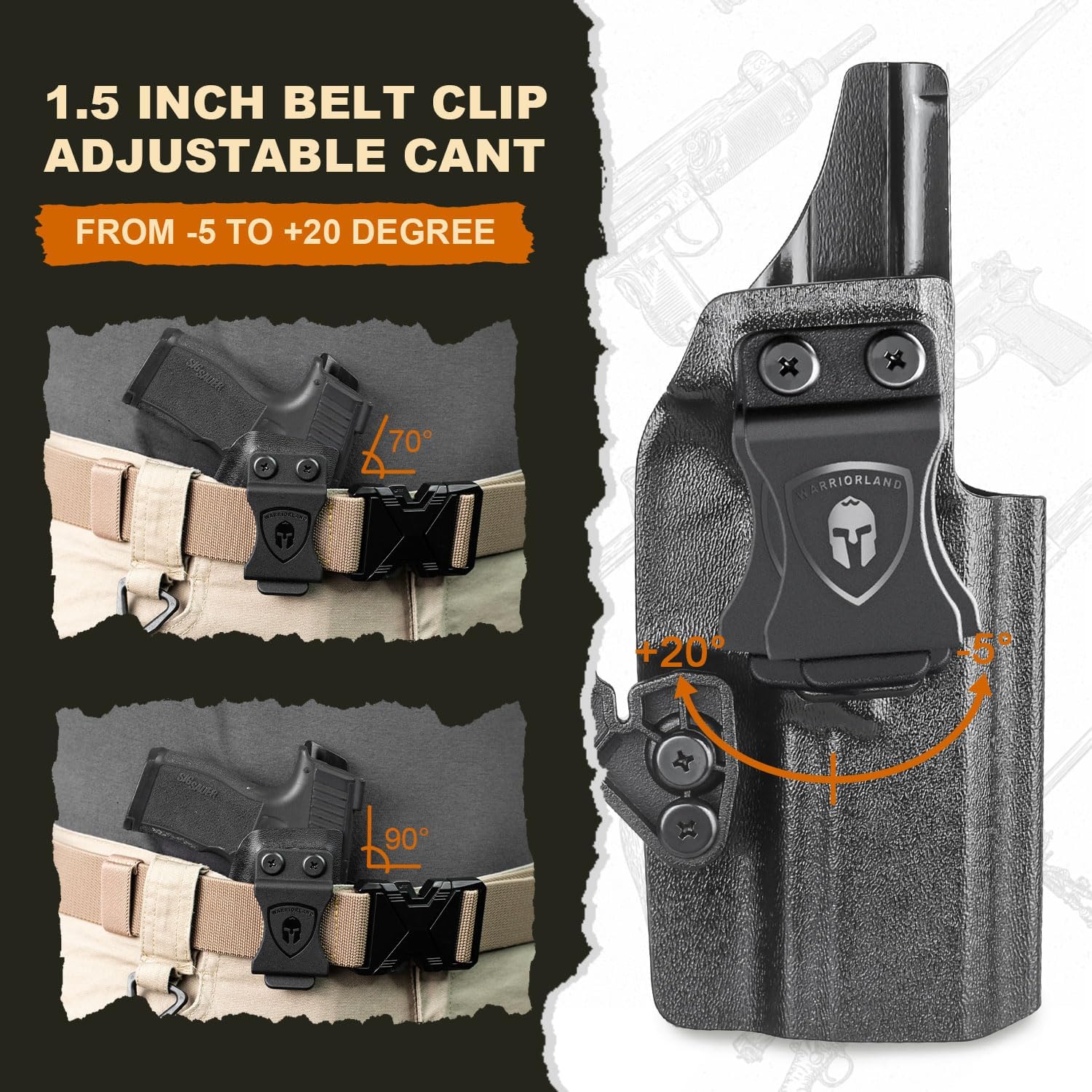 WARRIORLAND IWB Kydex Holster w/Claw & Optics Cut Compatible with Springfield Armory Echelon Pistol, Inside Waistband Concealed Carry Holster, Adj. Retention & Cant, Right Hand WARRIORLAND
