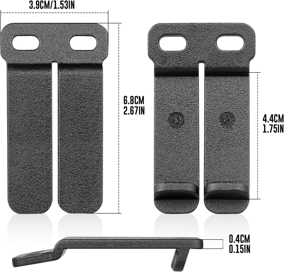WARRIORLAND IWB & OWB Gun Holster Belt Clip, 1.5/1.75 Inch Adjustable, with Metal Washers, Screws, Slotted Binding Posts – Fits Holsters & Knife Sheaths 2 Pack WARRIORLAND