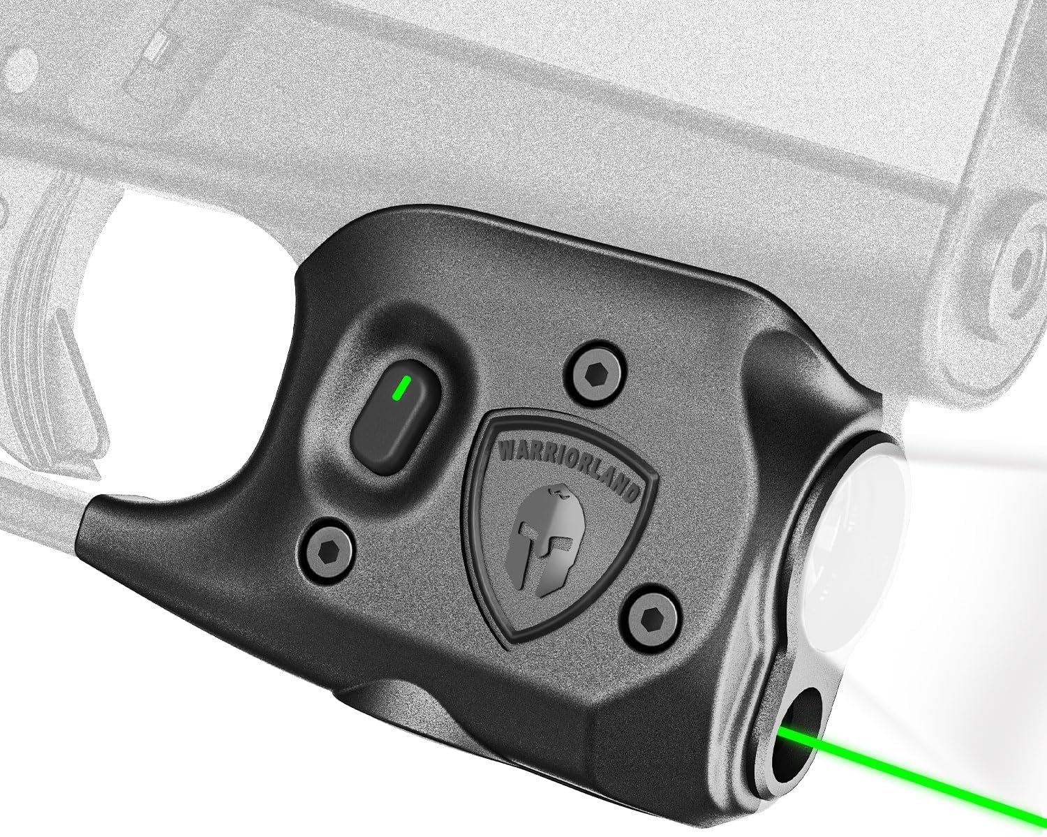 WARRIORLAND Pistol Light Laser Combo Fits Glock 42/43/43X/48 (No Rail), Compact 150-Lumen Trigger Mounted Tactical Weapon Light with Green Laser & White LED, Power Indicator & 3 Light Mode, SLL-105G WARRIORLAND