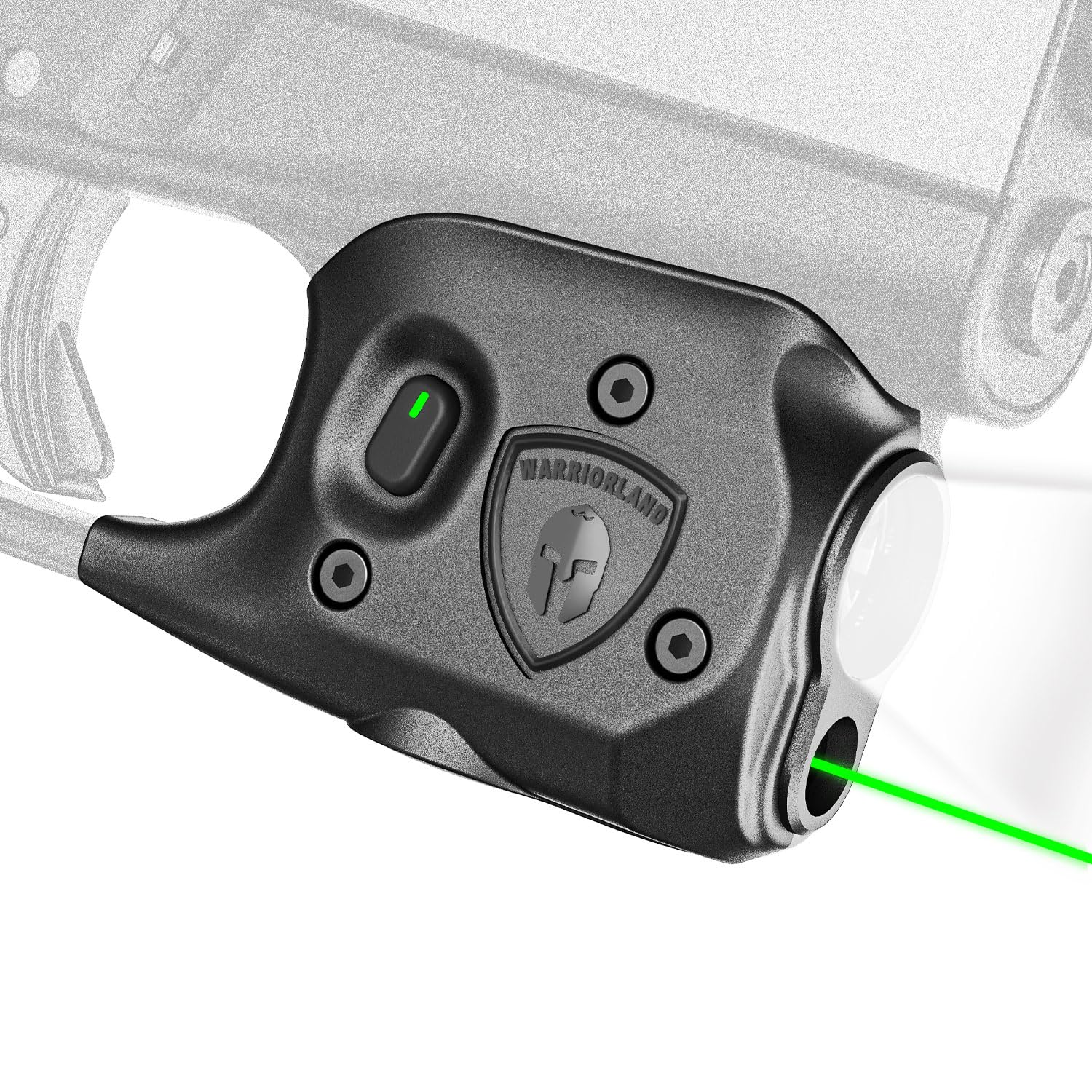 WARRIORLAND Pistol Light Laser Combo Fits Glock 42/43/43X/48 (No Rail), Compact 150-Lumen Trigger Mounted Tactical Weapon Light with Green Laser & White LED, Power Indicator & 3 Light Mode, SLL-105G WARRIORLAND