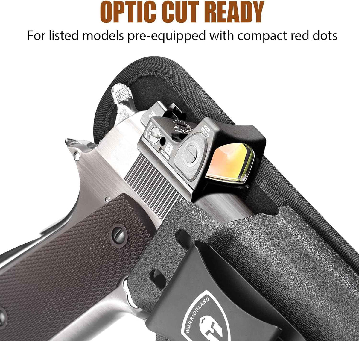 WARRIORLAND IWB Hybrid Holster for 5" 1911 No-Rail (Colt · Kimber · Ruger · S&W · Sig · RIA · Tisas) - Optic Cut, Adjustable Cant/Height/Retention, Ultimate Comfort Leather-Kydex, Right Hand Draw