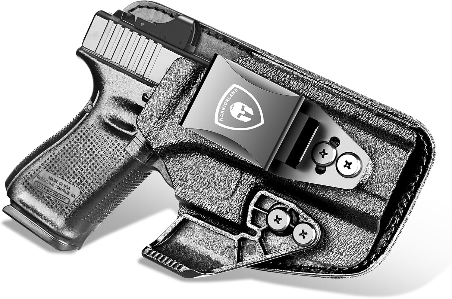 WARRIORLAND IWB Hybrid Holster Compatible with Glock 17/ 19 Gen 3-5 & 23/ 32 Gen 3-4 & G19X 44 45 & their MOS version, Concealed Carry Polymer & Leather Holster with Claw/Optics Cut Ready, Right Hand WARRIORLAND