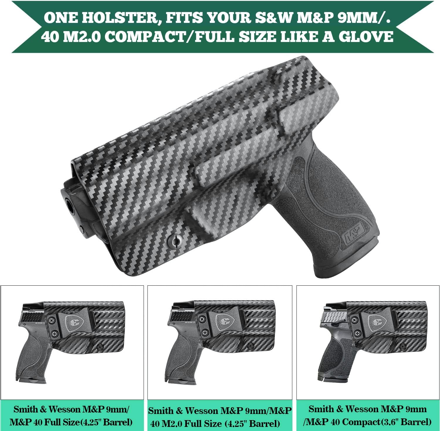 M&P 9mm/.40 Holster, IWB Kydex Holster Fit: S&W M&P 9/.40 Compact/Full Size, M&P 9/.40 M2.0 Full Size Pistol, Not Fit Shield, Inside Waistband Concealed Carry Holster, Adj. Cant & Posi-Click Retention WARRIORLAND