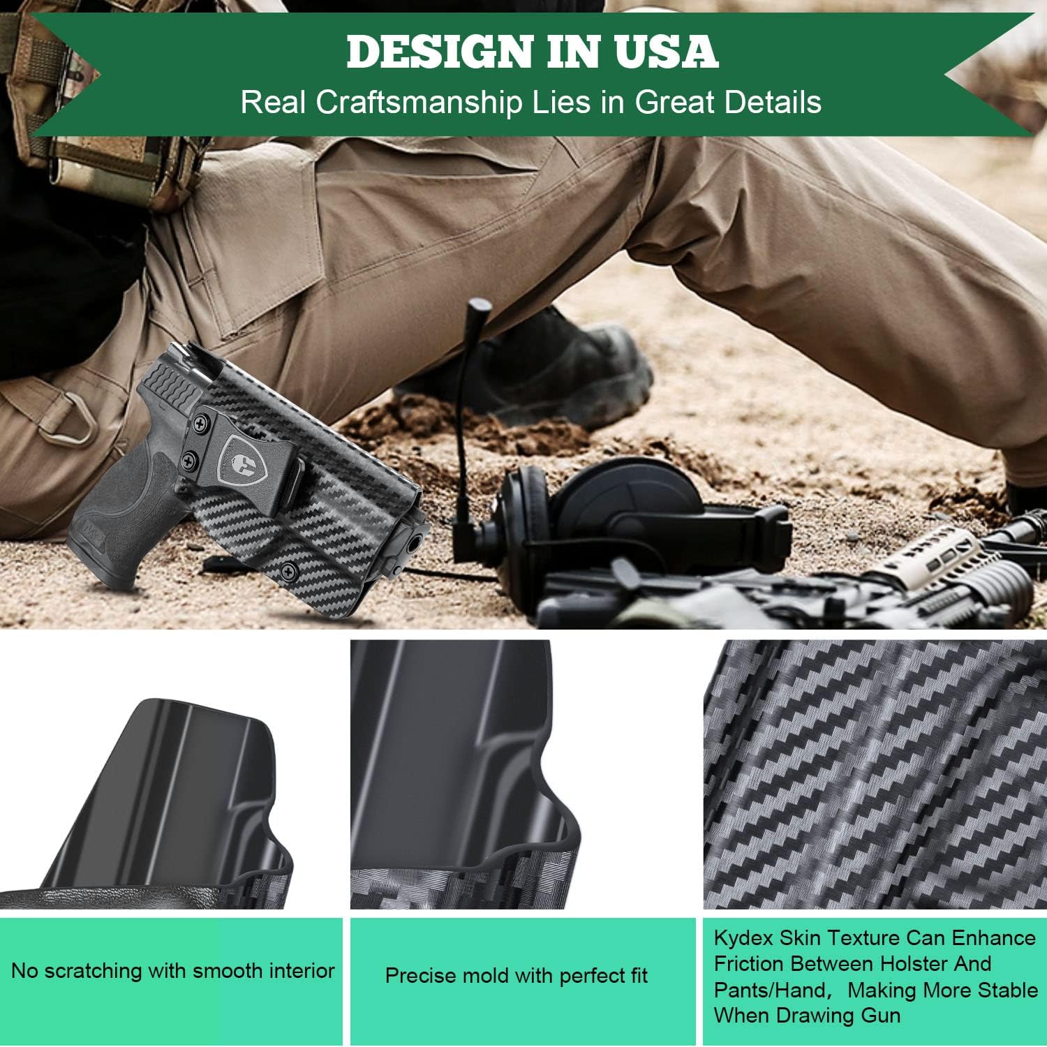 M&P 9mm/.40 Holster, IWB Kydex Holster Fit: S&W M&P 9/.40 Compact/Full Size, M&P 9/.40 M2.0 Full Size Pistol, Not Fit Shield, Inside Waistband Concealed Carry Holster, Adj. Cant & Posi-Click Retention WARRIORLAND