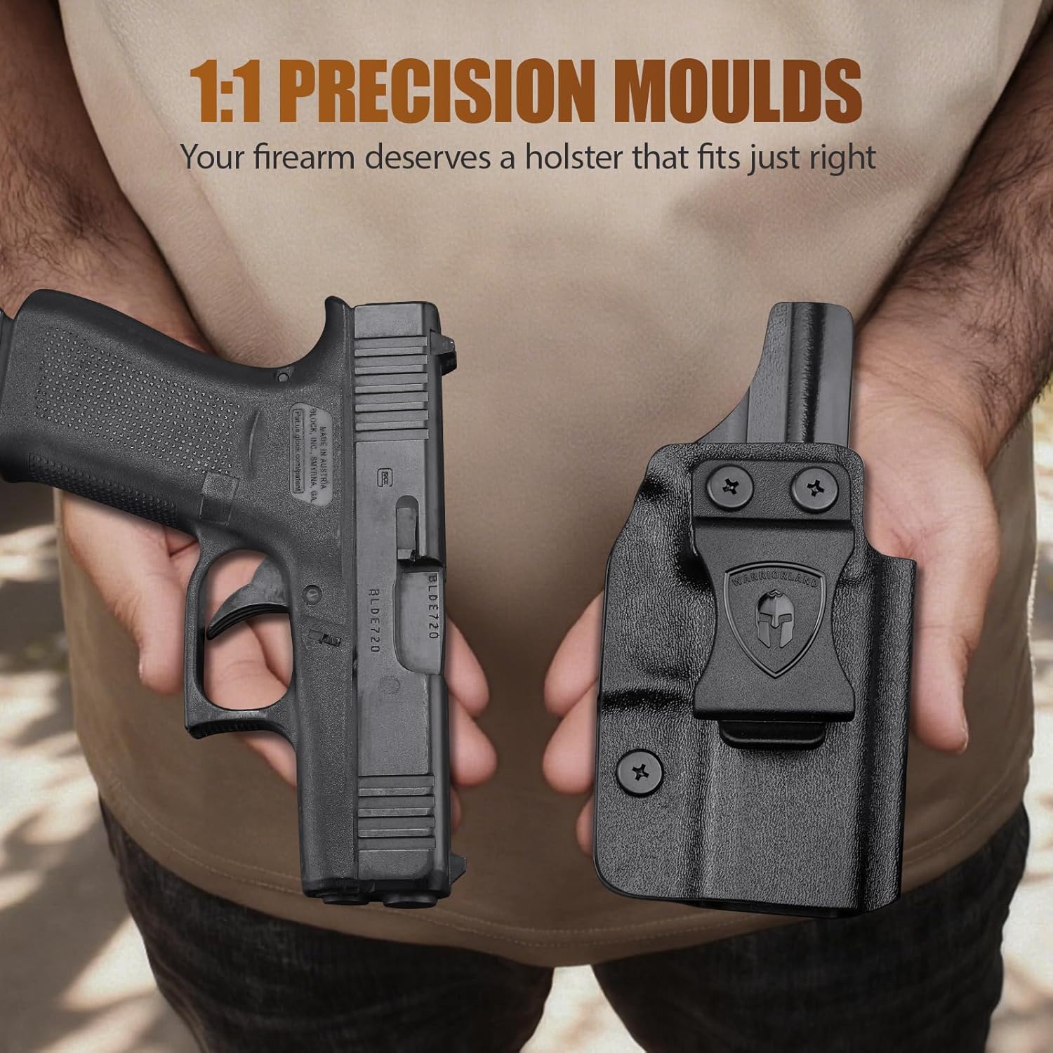 WARRIORLAND Optics Cut Kydex Appendix IWB Holster for Glock 43X MOS/43X/G43, Adjustable Cant & Retention, Right Hand Concealed Carry WARRIORLAND