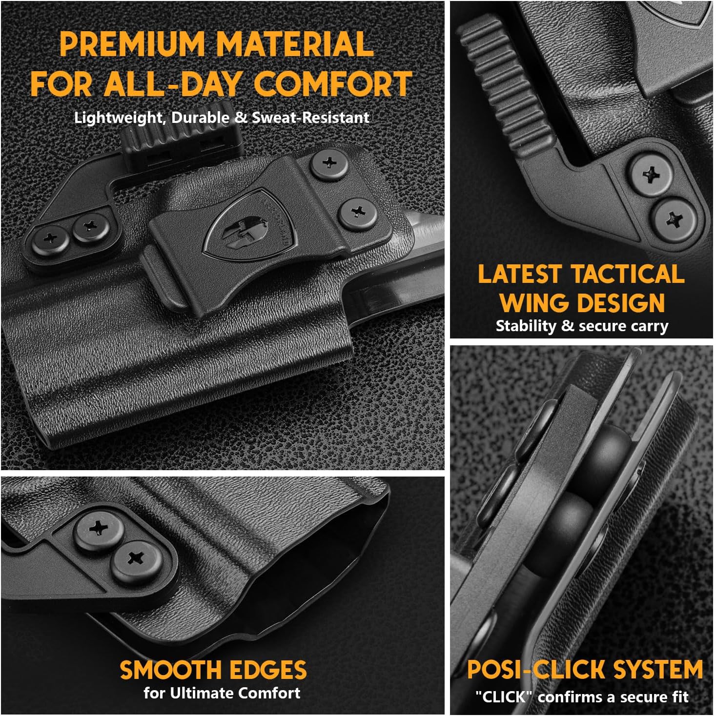 WARRIORLAND IWB Kydex Holster Compatible with Glock 17/19 Gen (3-5) & 23/32 Gen(3-4) & 19X/ 44/45, Inside Waistband Appendix Conceal Carry, with Claw & Adj. Retention & Cant, Right Hand