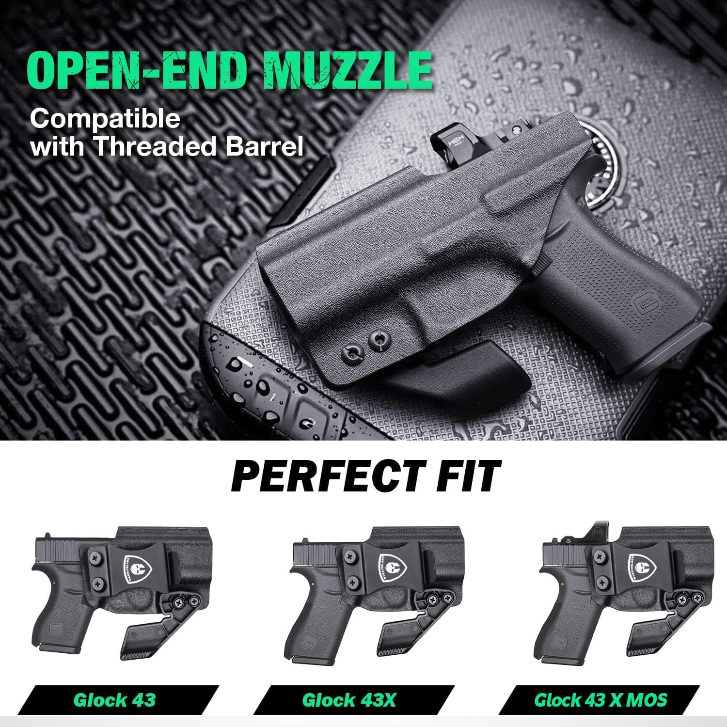 WARRIORLAND Kydex IWB Conceal Carry Holster for Glock 17/19/19X/43X MOS, Sig P365/P365X, Hellcat Pro/Hellcat, Taurus G2C/G3C, Glock 43/44/45 & G23/32 Gen 3-4, Optics Cut, 1.75" Metal Clip WARRIORLAND