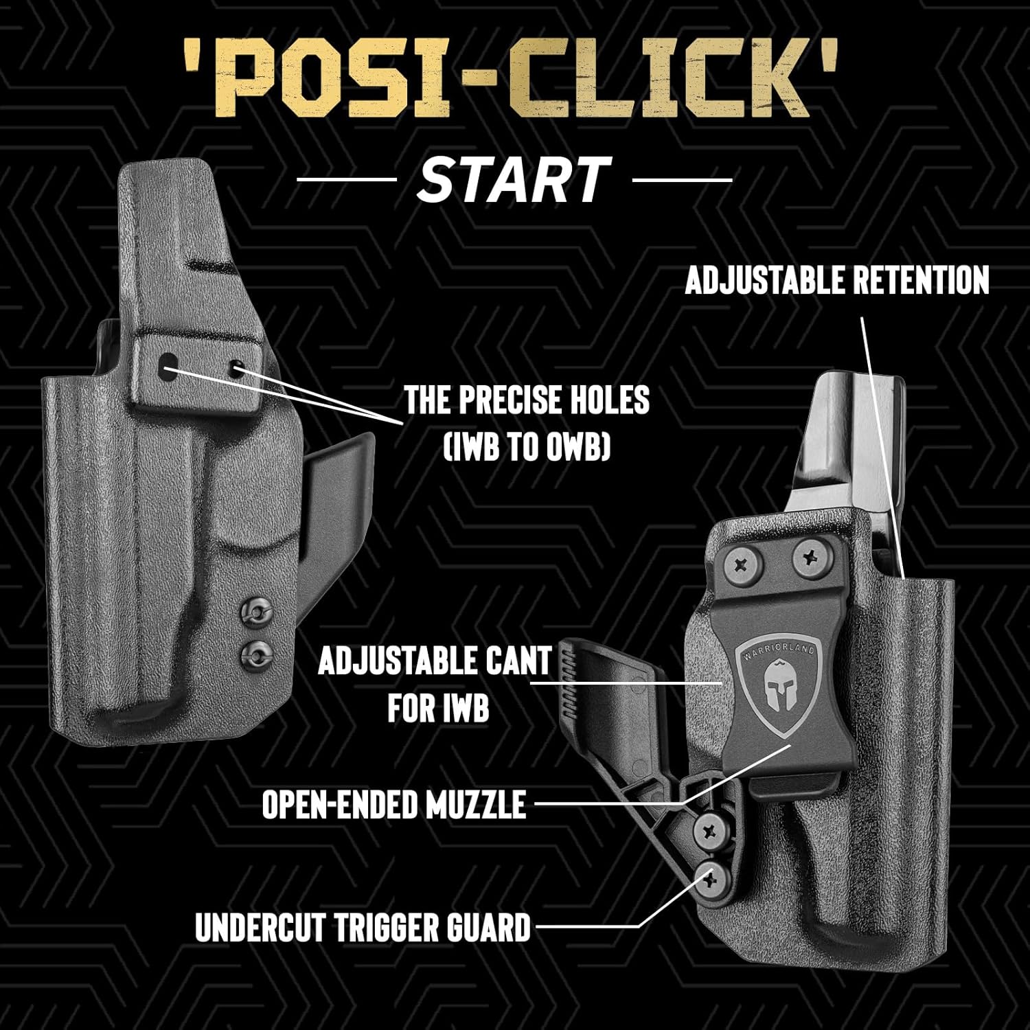 WARRIORLAND IWB Kydex Holster w/Claw & Optics Cut Compatible with Makarov MP Pistol, Inside Waistband Concealed Carry Holster, Adj. Retention & Cant, Right Hand WARRIORLAND