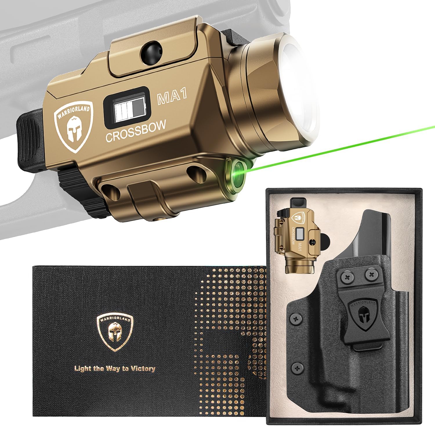 WARRIORLAND 800-Lumen FDE MA1 Pistol Laser LED Light & Holster Combo, Fit for Taurus G3C/G2C/G3C Toro / /Millennium G2 PT111/PT140, Magnetic USB Rechargeable | Screen Power Status
