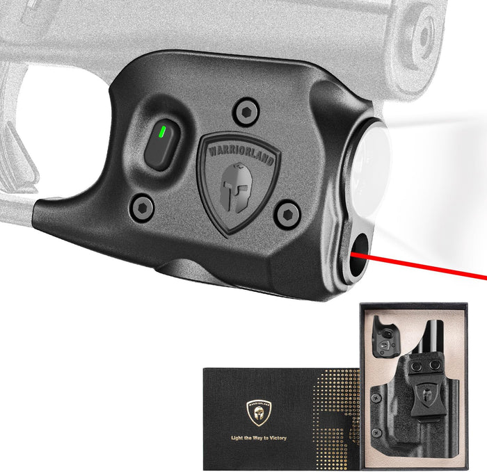 WARRIORLAND SLL-105 Pistol Light Laser & Holster Fit for Glock 48 (No Rail Version), Compact 150-Lumen Trigger Mounted Tactical Weapon Light with Red Laser White LED & IWB Holster, Power Indicator