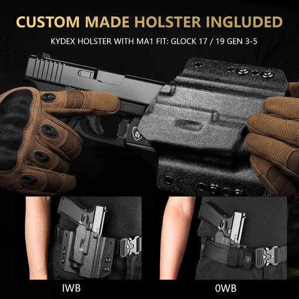 WARRIORLAND Kydex OWB Holster (Only) Fit Glock 17/19 & 800 Lumens MA2 Light WARRIORLAND