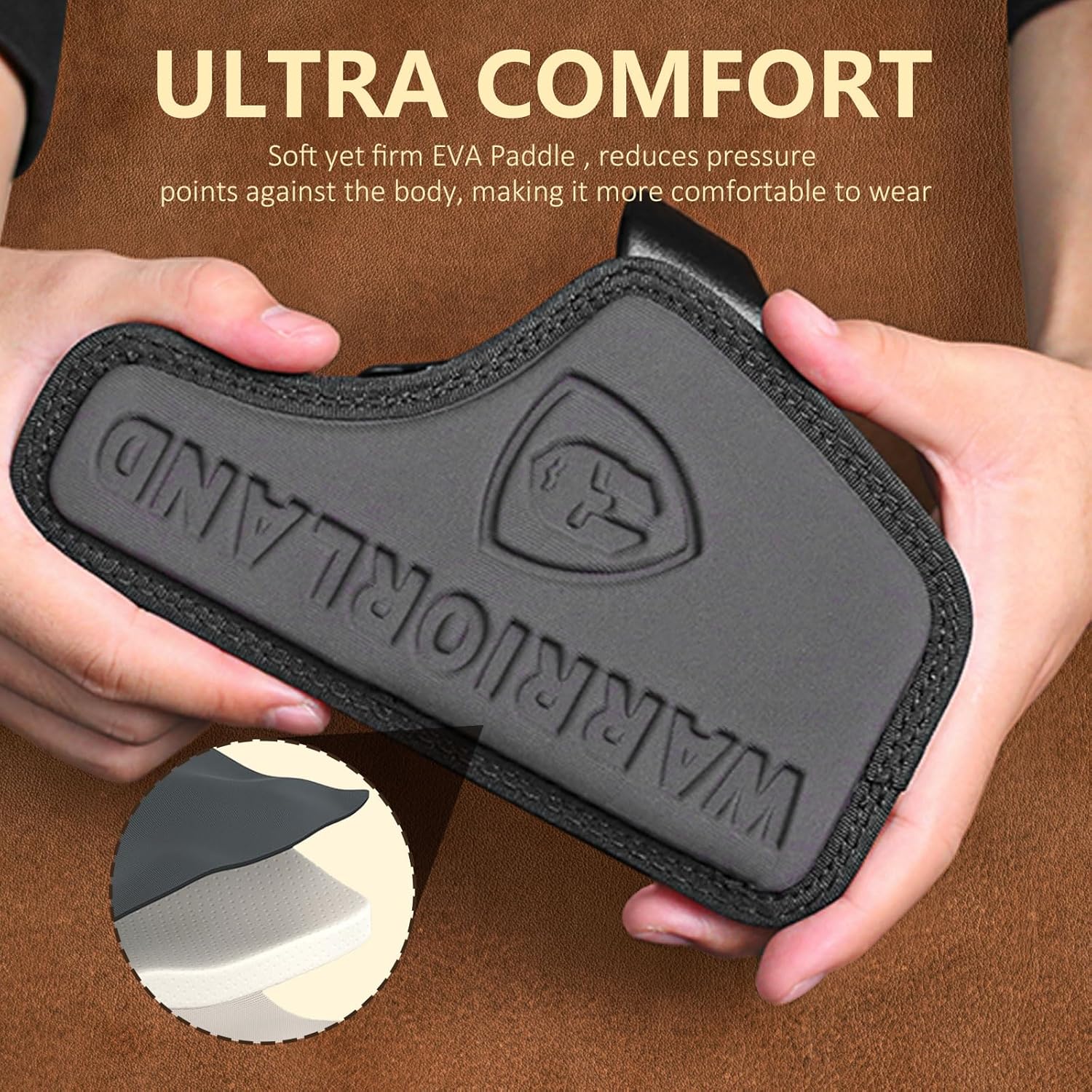 WARRIORLAND IWB Hybrid Holster Compatible with Glock 17/ 19 Gen 3-5 & 23/ 32 Gen 3-4 & G19X 44 45 & their MOS version, Concealed Carry Polymer & Leather Holster with Claw/Optics Cut Ready, Right Hand(Brown).