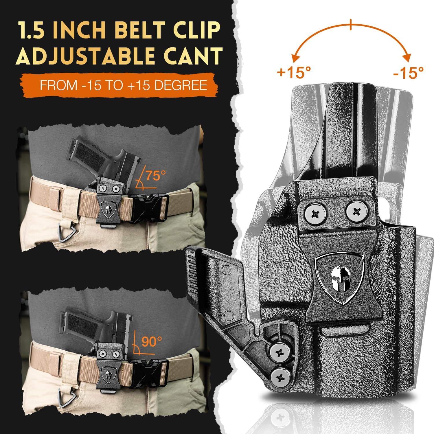 WARRIORLAND IWB Kydex Holster, Designed Exclusively and Solely for Canik Mete MC9 / Mete MC9L Pistol, w/Claw & Optics Cut, Inside Waistband Concealed Carry Holster, Adj. Retention & Cant, Right Hand.