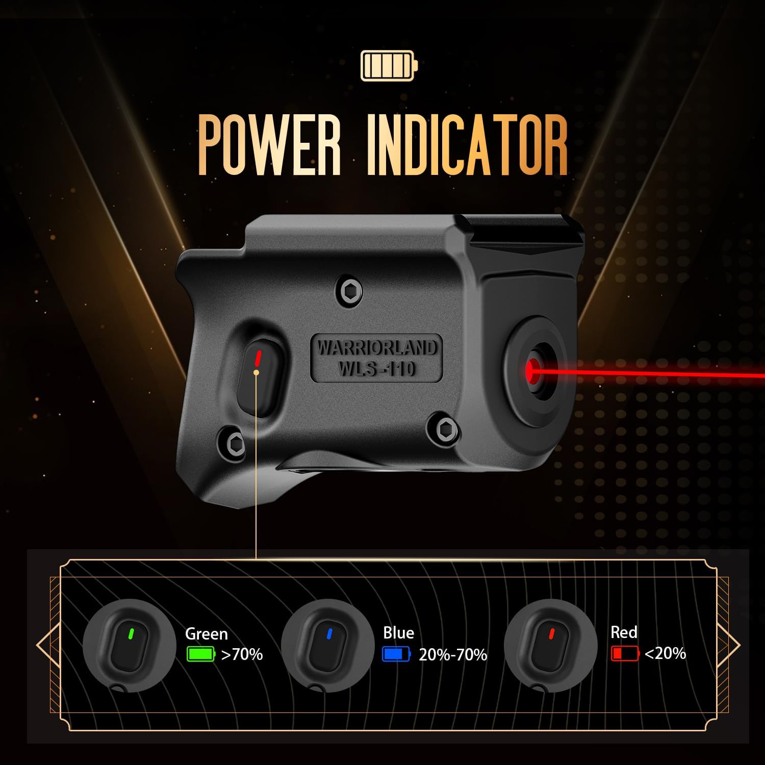 WARRIORLAND Kydex Holster for Gun with Red Laser Light Combo Fit for Hellcat Pro Pistol, WLS-110 Laser Beam Sight with Power Indicator & Concealed Carry IWB Right-Hand Holster.