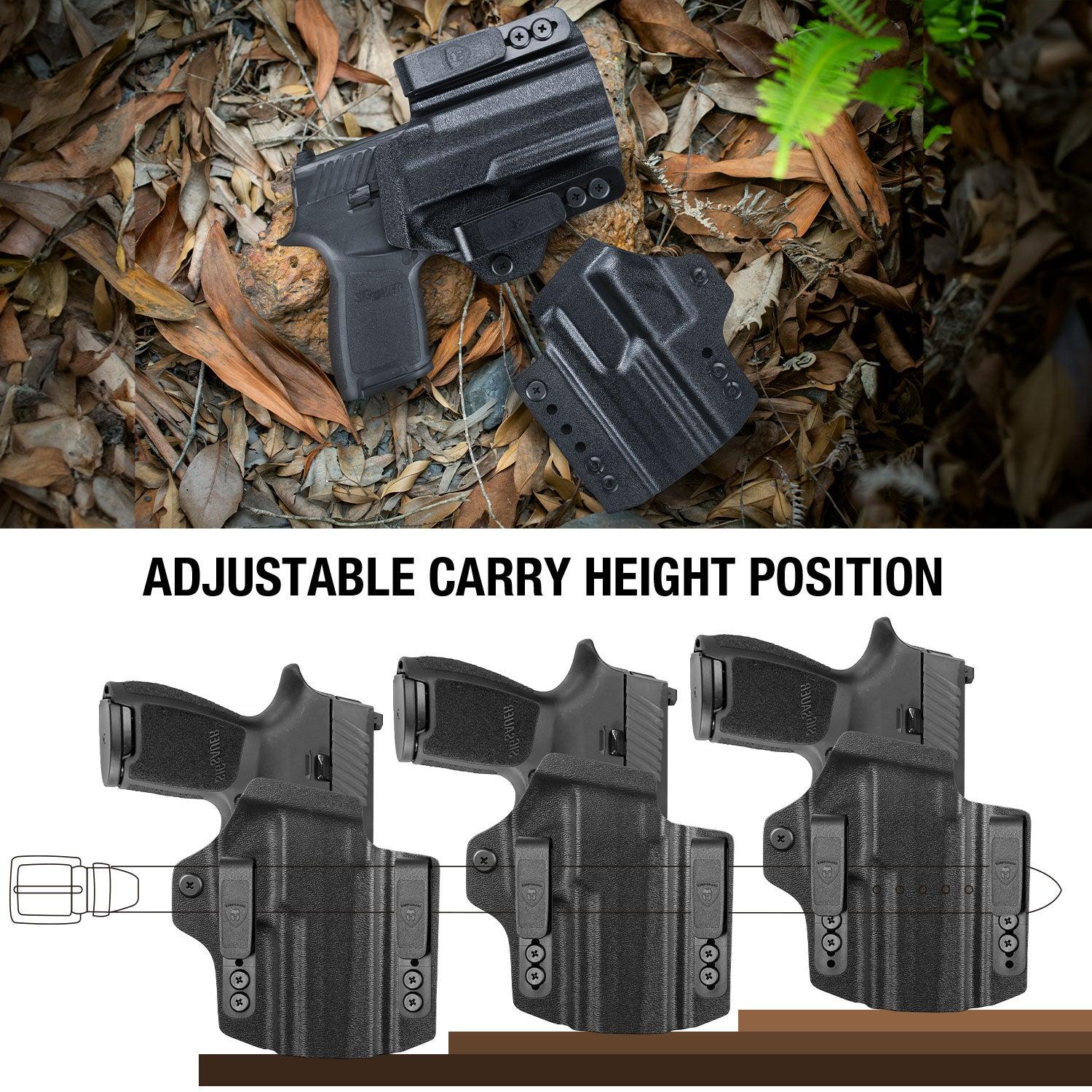Sig P320 M18 & P320 M17 IWB & OWB Convertible Holster Optics Cut: Sig Sauer P320 Compact M18 & P320 Full Size M17, IWB OWB Combo Holster P320, 1.75 Belt Clip, Adjustable Ride Height, Right Hand WARRIORLAND
