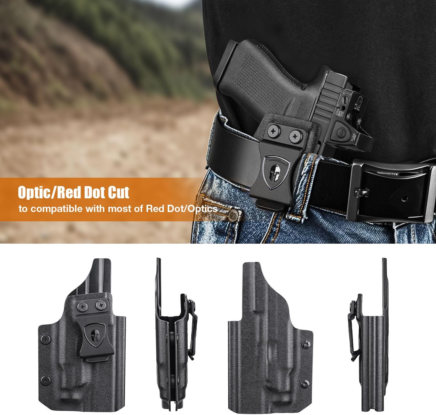WARRIORLAND IWB Kydex Holster for Glock 43X MOS / 48 MOS with TLR-7X Sub or TLR-7 HL-X Sub โ Optic Cut | Full Sweat Guard | Posi-Click Retention | Adj. Cant & Retention, Right Hand.