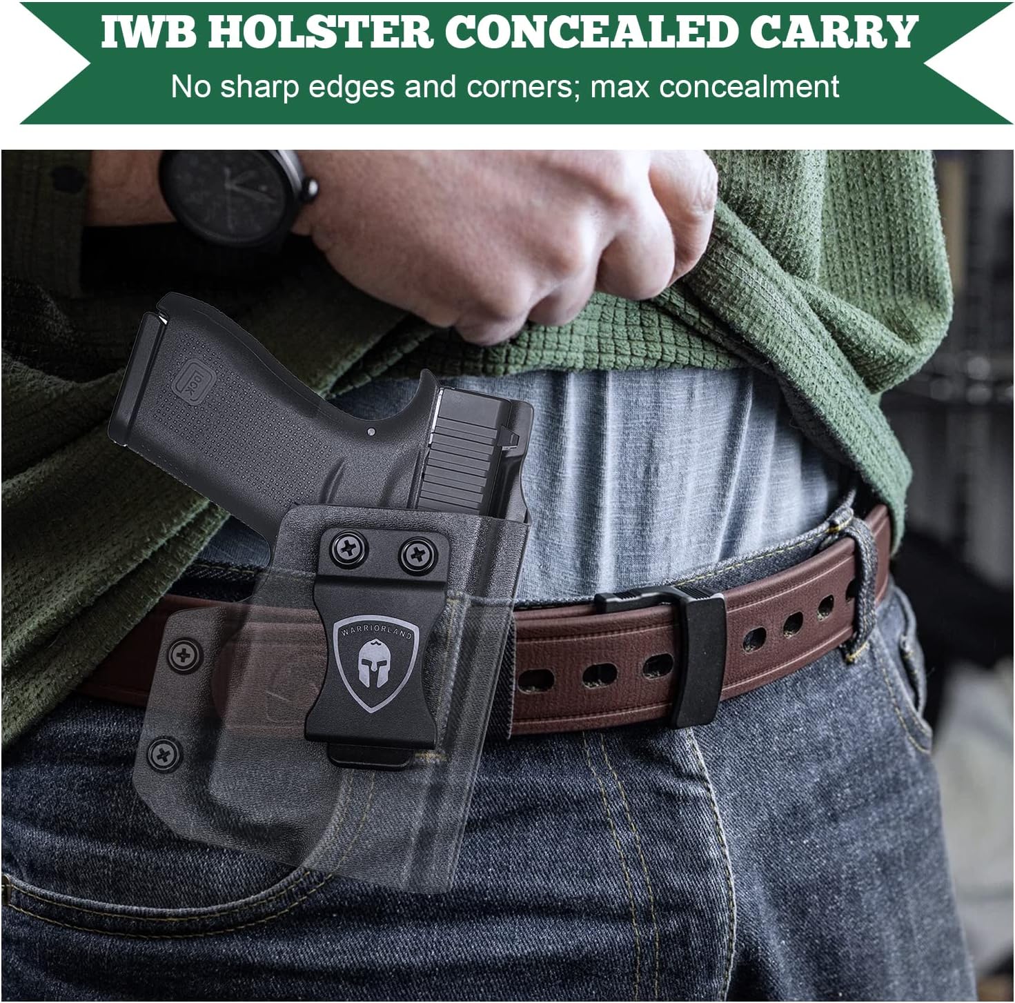 WARRIORLAND IWB Kydex Holster Fit Glock 43/43X with TLR-6 /TLR-6 HL - Not Fit MOS, Inside Waistband Holster, Adj. Cant & Retention, Right/Left Hand Option.