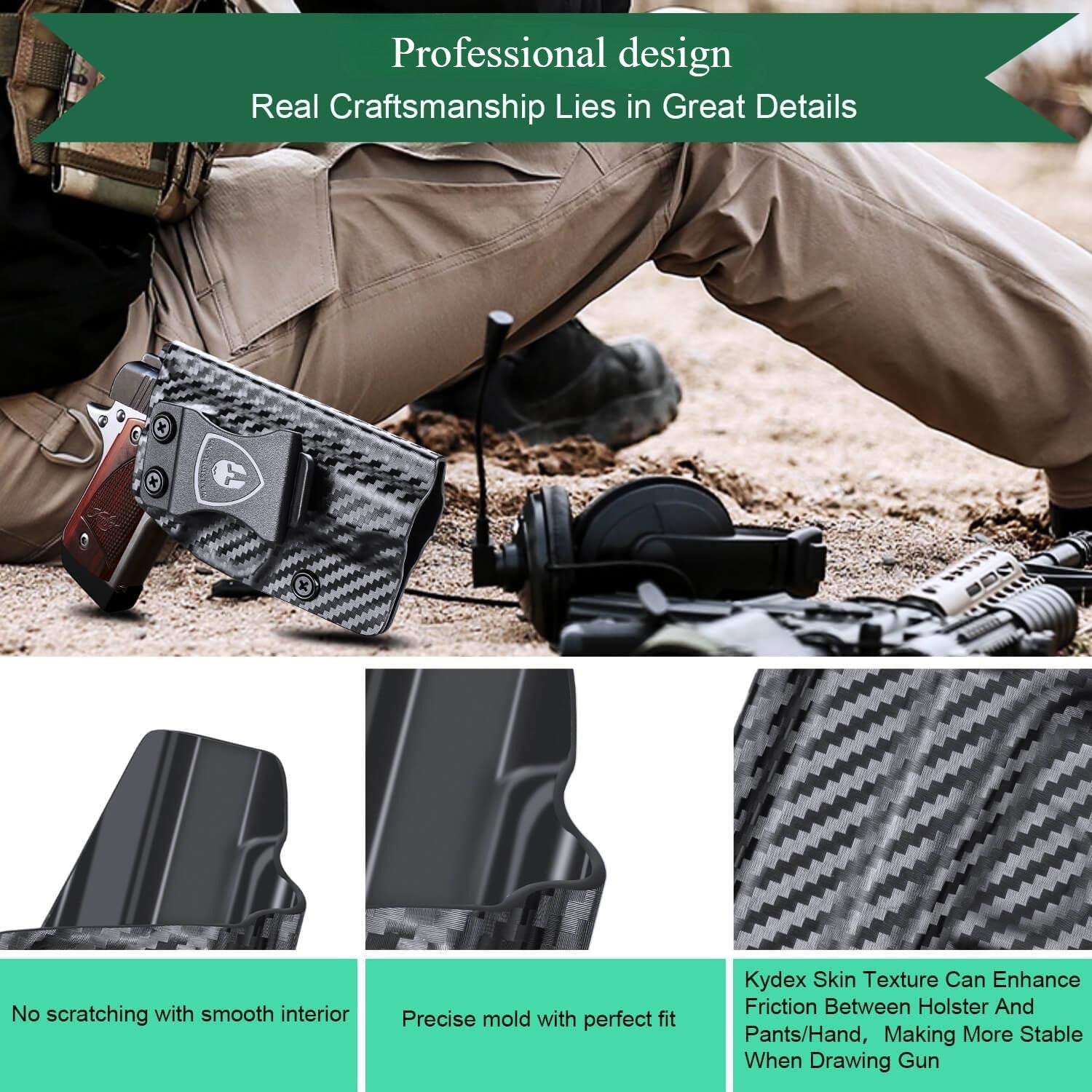 Carbon Fiber Kydex IWB Holster for Kimber Micro 9 9mm Pistol Concealed Carry | WARRIORLAND WARRIORLAND