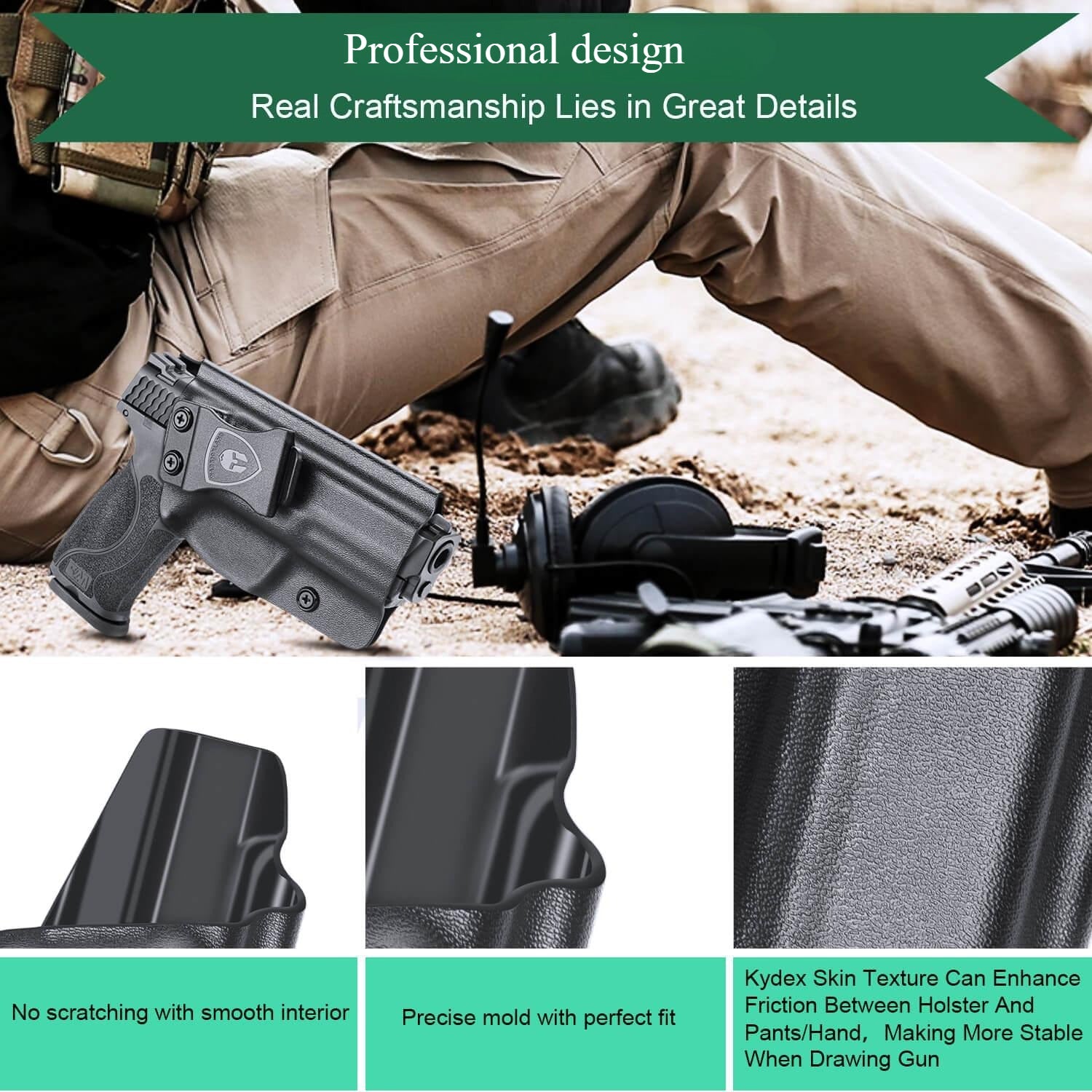 Kydex IWB Holster for Smith and Wesson M&P / M&P M2.0 / 9/.40 / Compact/Full Size Concealed Carry Right/ Left Handed | WARRIORLAND WARRIORLAND