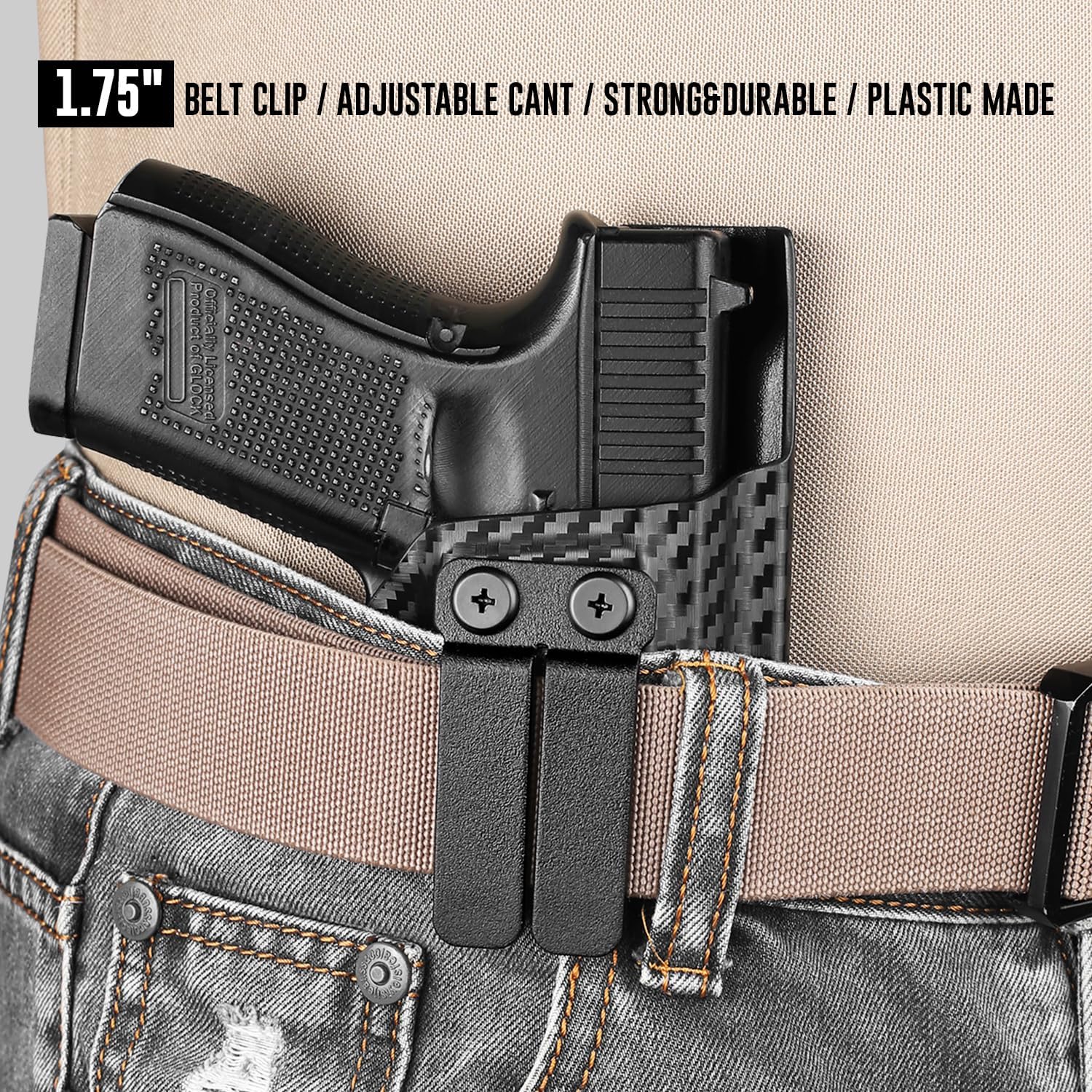 WARRIORLAND IWB & OWB Gun Holster Belt Clip, 1.5/1.75 Inch Adjustable, with Metal Washers, Screws, Slotted Binding Posts – Fits Holsters & Knife Sheaths 2 Pack WARRIORLAND