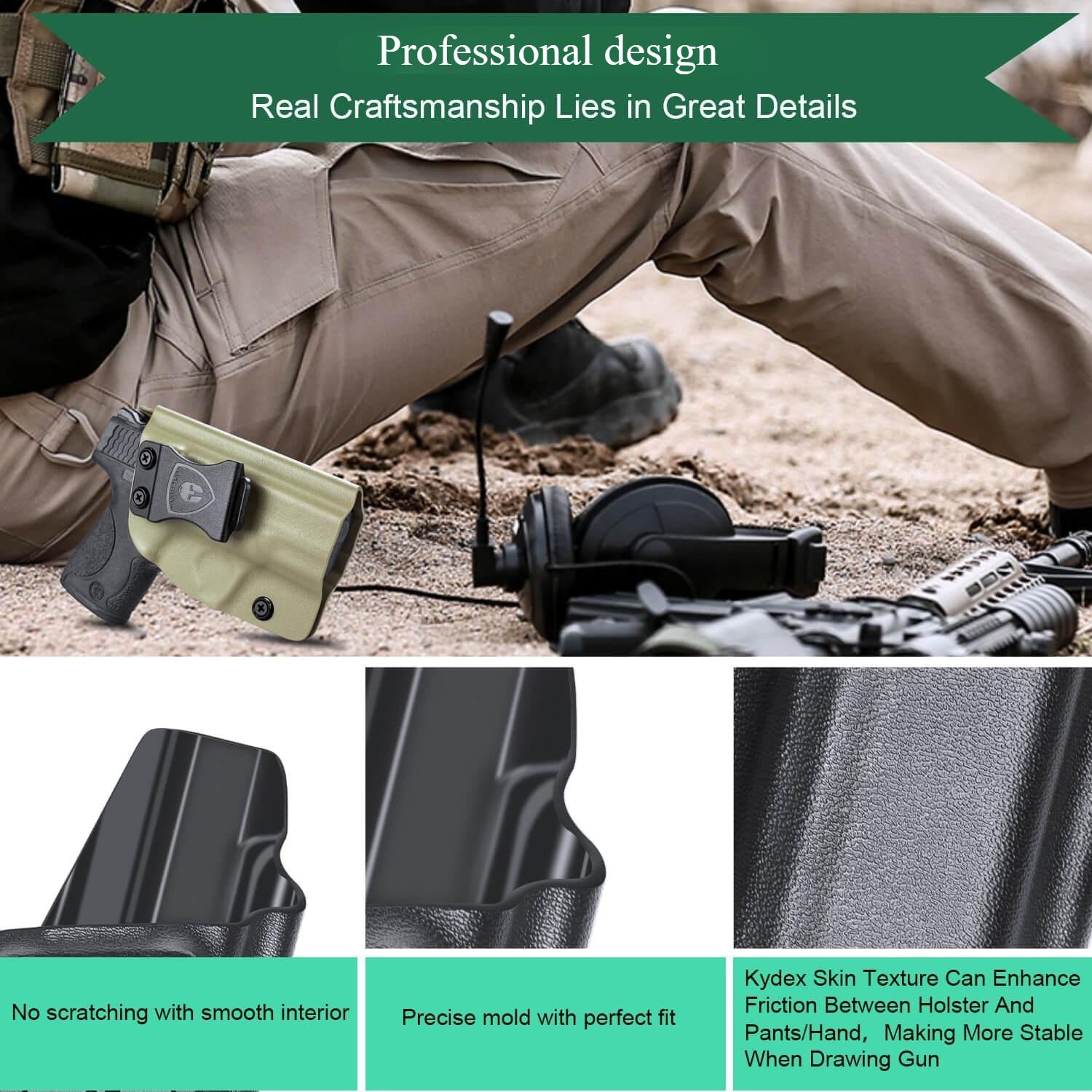 Tan Smith & Wesson Kydex IWB Holster M&P Shield Plus M2.0  M1.0  9mm/.40 Pistol Right/ Left Handed WARRIORLAND