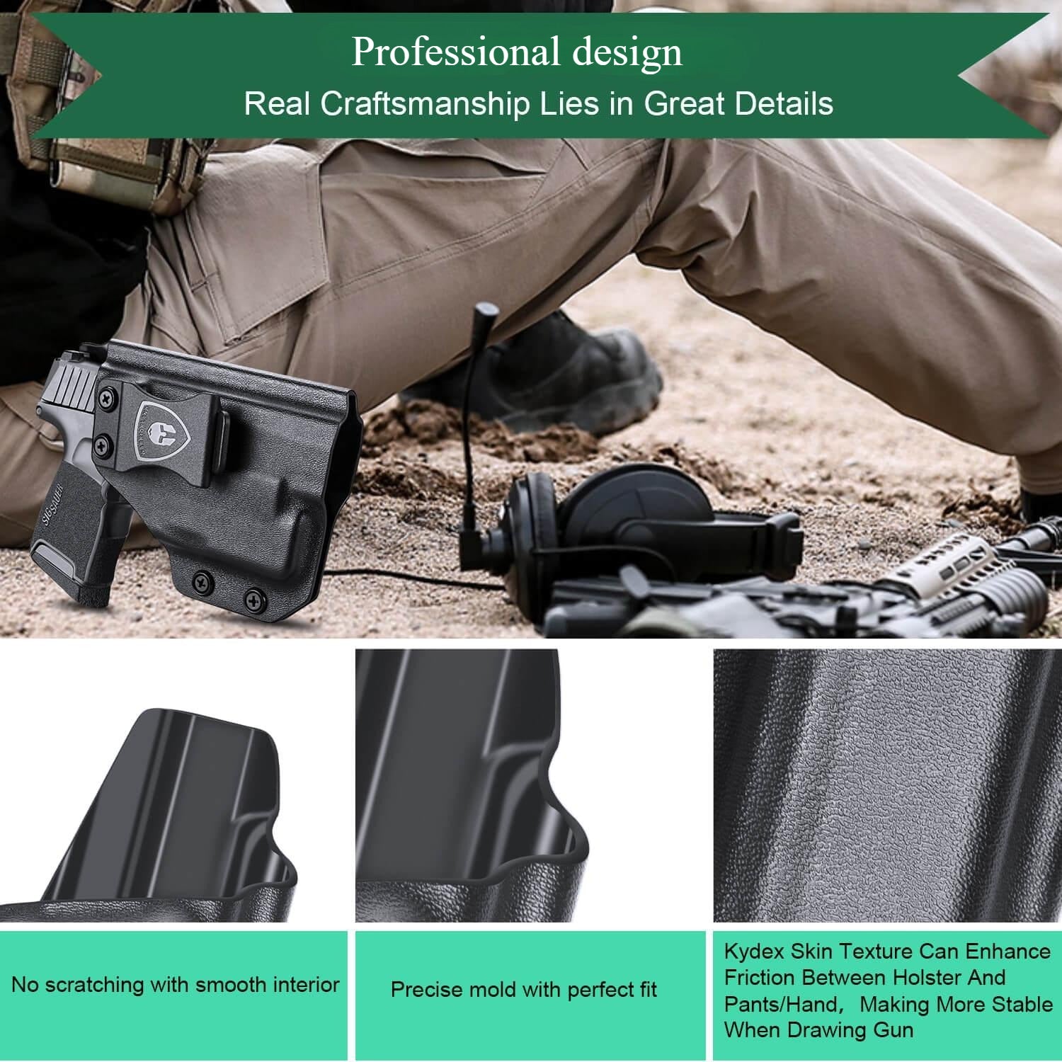 Kydex IWB Light Bearing Holsters for Sig Sauer P365 SAS X XL Pistol with TLR 6 Trigger Guard Holsters Right/ Left Handed | WARRIORLAND WARRIORLAND