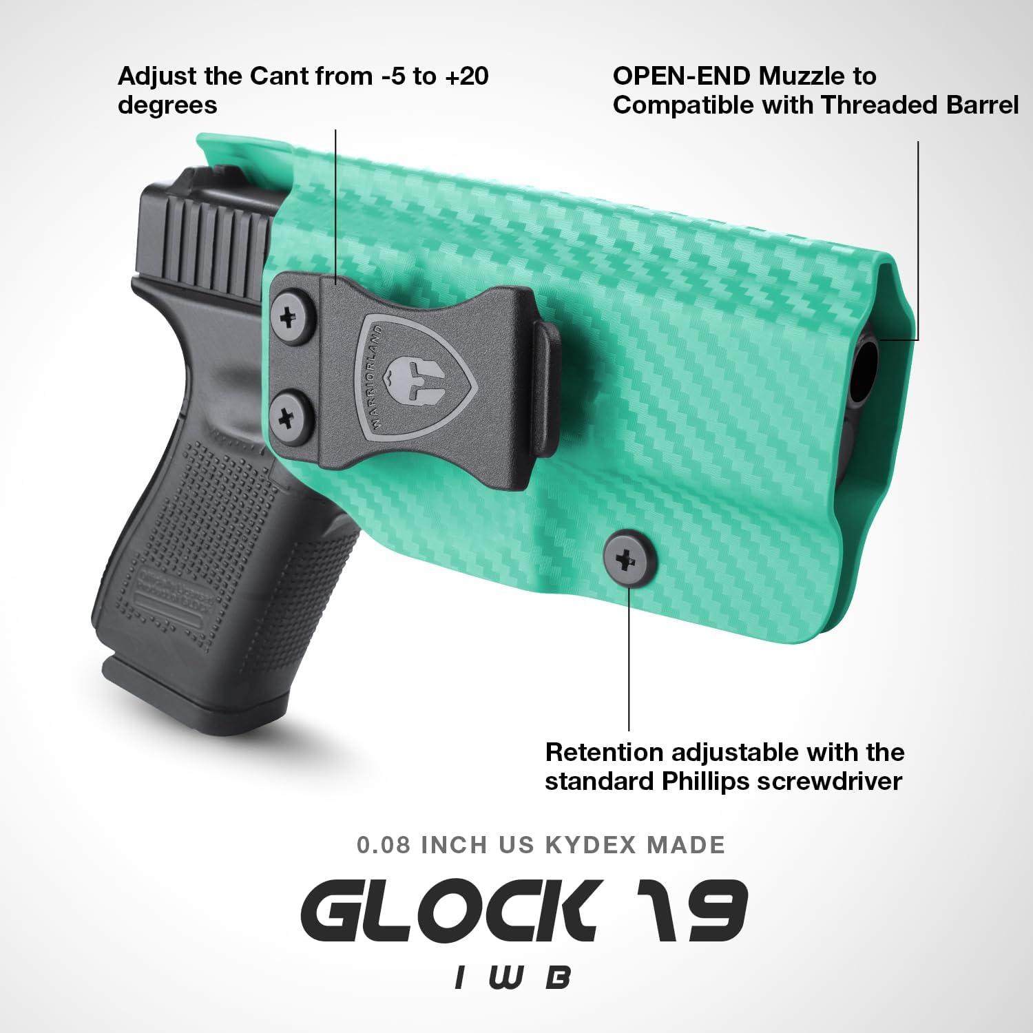 Glock17/19/19X/44/45 Gen(1-5) & Glock 23/32 Gen(3-4) IWB Carbon Fiber Kydex Holser,Red Dot Optics Cut, Wing/Claw Conceal Carry| WARRIORLAND WARRIORLAND