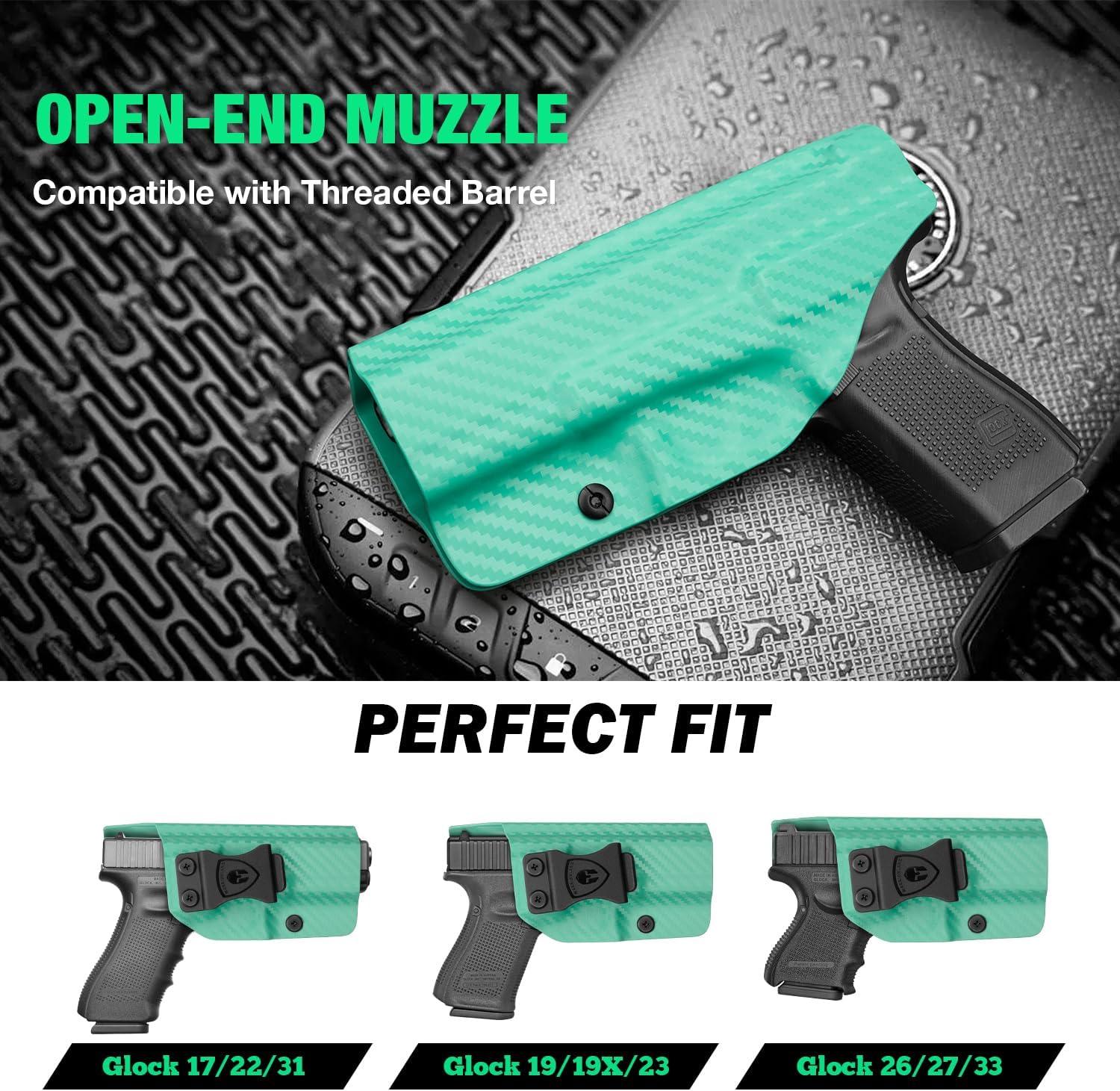 Glock17/19/19X/44/45 Gen(1-5) & Glock 23/32 Gen(3-4) IWB Carbon Fiber Kydex Holser,Red Dot Optics Cut, Wing/Claw Conceal Carry| WARRIORLAND WARRIORLAND